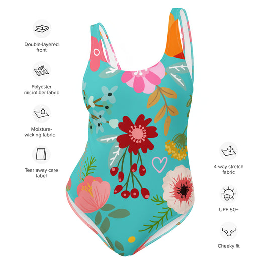 Carpe Diem Gear | Women's Swimsuit | Floral III | Women's One-Piece Swimsuit UPF 50+