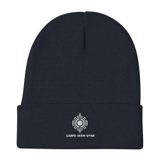 Carpe Diem Gear | Hats & Headwear | All White CDG Logo |  Embroidered Beanie