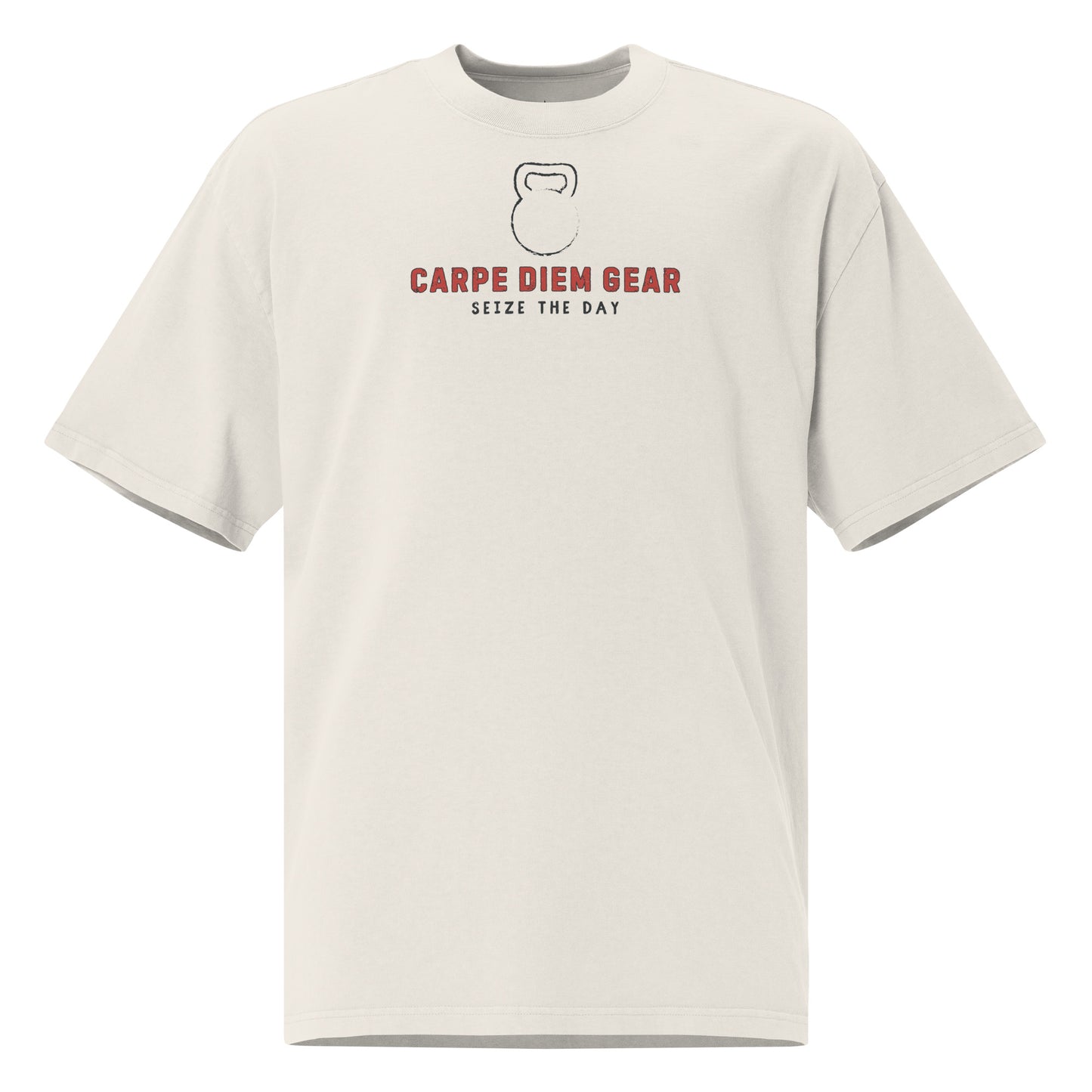 Carpe Diem Gear | Weightlifting | Kettlebell Strong (Deluxe) | Unisex 100% Carded Cotton Oversized Faded T-Shirt