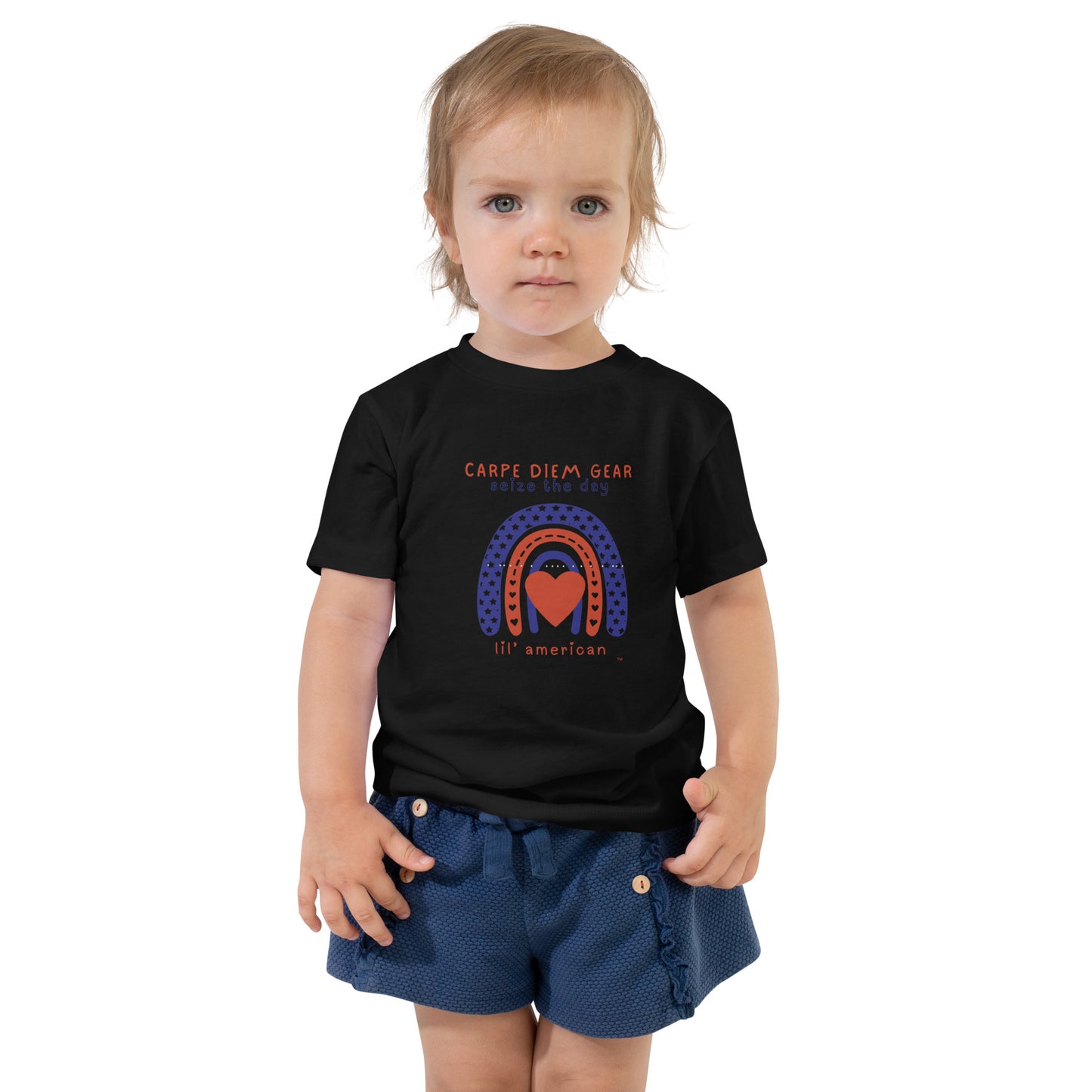 Carpe Diem Gear | America  | Lil' American | Toddler Short Sleeve T-Shirt 100% Ring-Spun Cotton