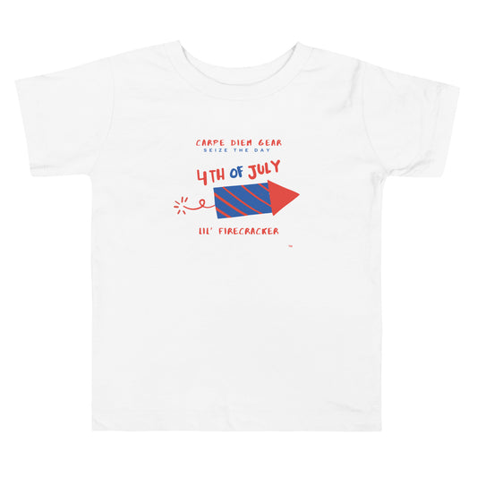 Carpe Diem Gear | America  | Lil' Firecracker | Toddler Short Sleeve T-Shirt 100% Ring-Spun Cotton