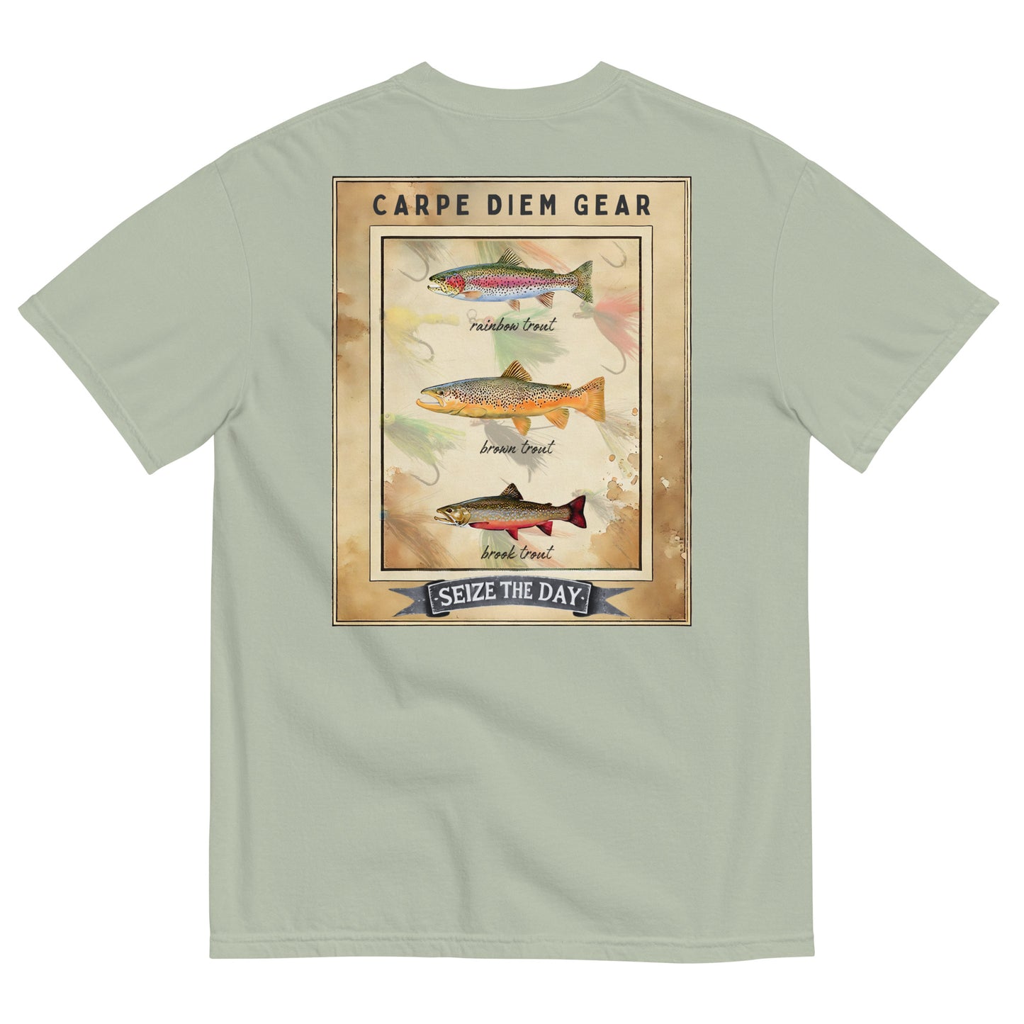 Carpe Diem Gear | Fishing & Hunting | 3 Trout Deluxe | Unisex Garment-Dyed 100% Ring-Spun Cotton Heavyweight T-Shirt