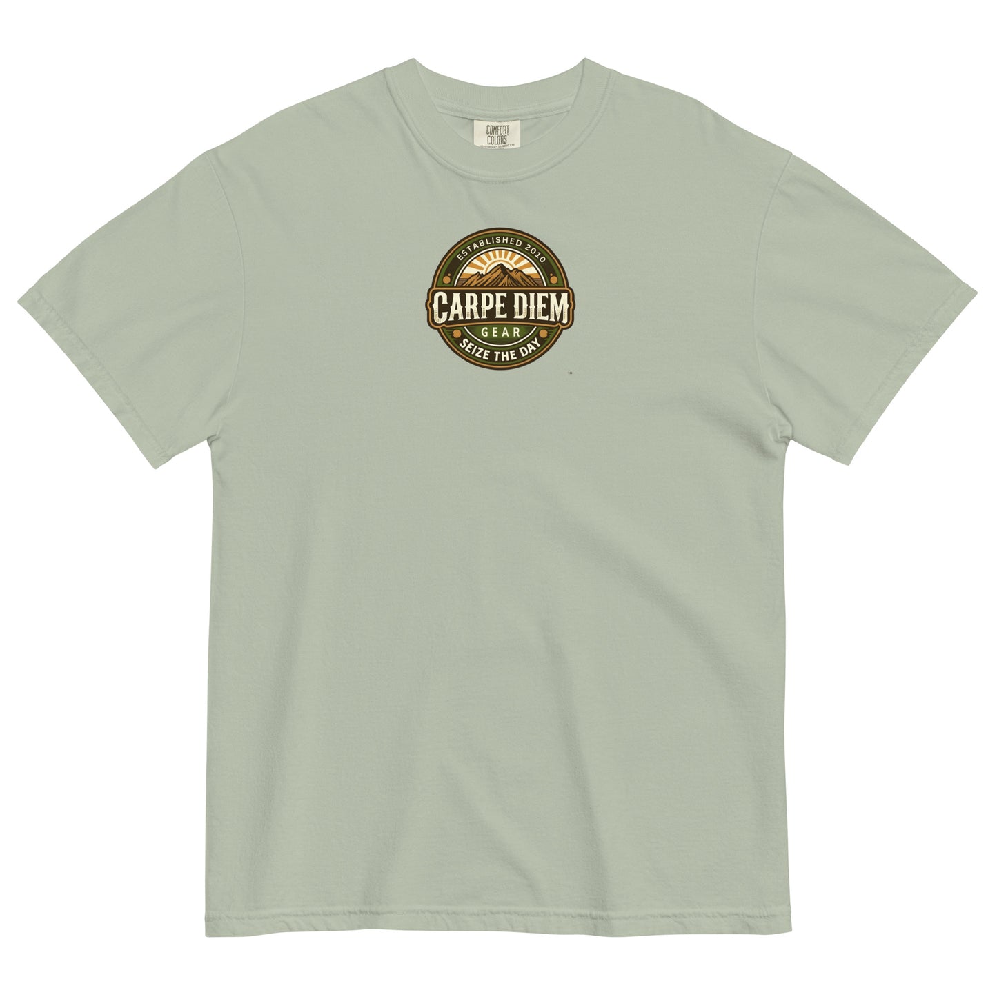 Carpe Diem Gear | Hike, Climb, Camp | CDG Circle Badge I | Unisex Garment-Dyed 100% Ring-Spun Cotton Heavyweight T-Shirt