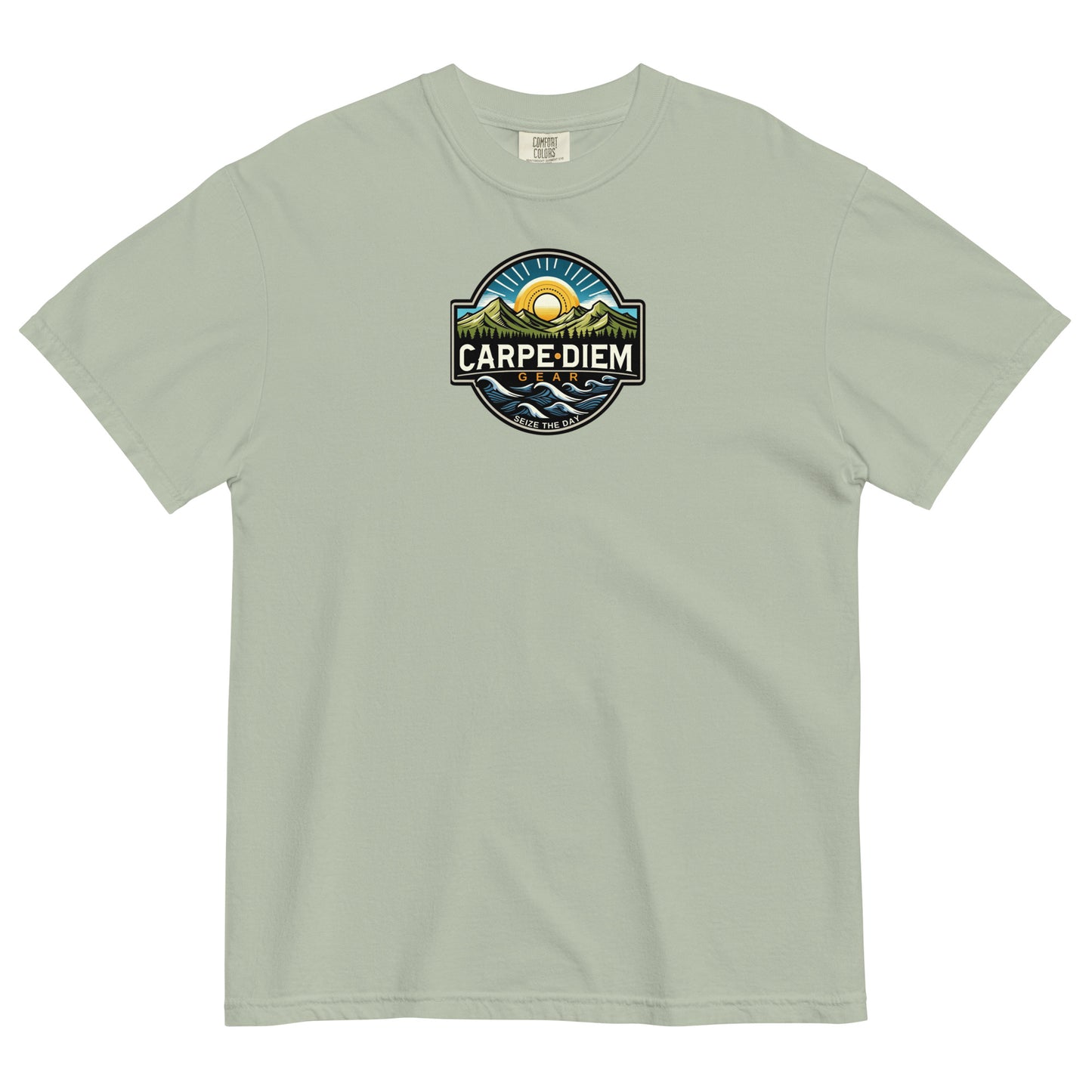 Carpe Diem Gear | Hike, Climb, Camp | Nature Badge I | Unisex Garment-Dyed 100% Ring-Spun Cotton Heavyweight T-Shirt