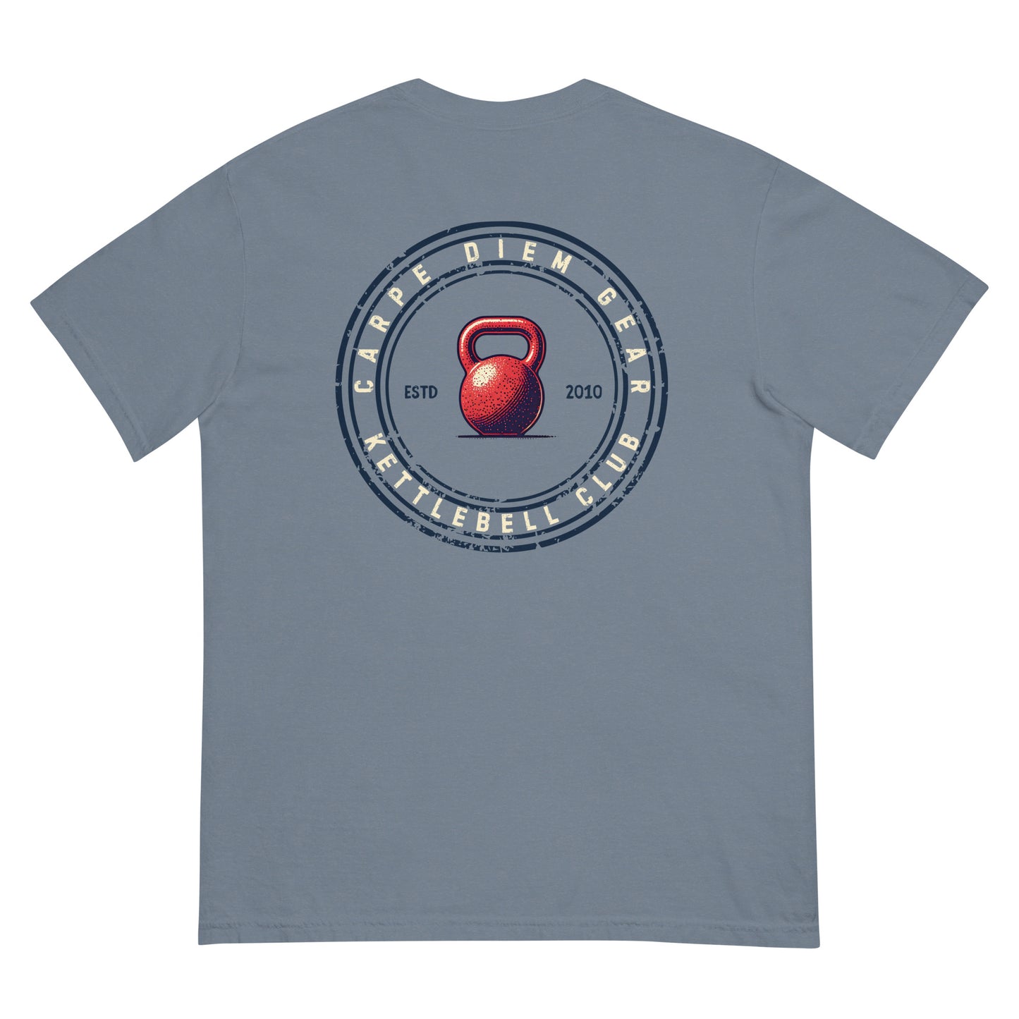 Carpe Diem Gear | Weightlifting | Circle Kettlebell Club (Deluxe) | Unisex Garment-Dyed 100% Ring-Spun Cotton Heavyweight T-Shirt