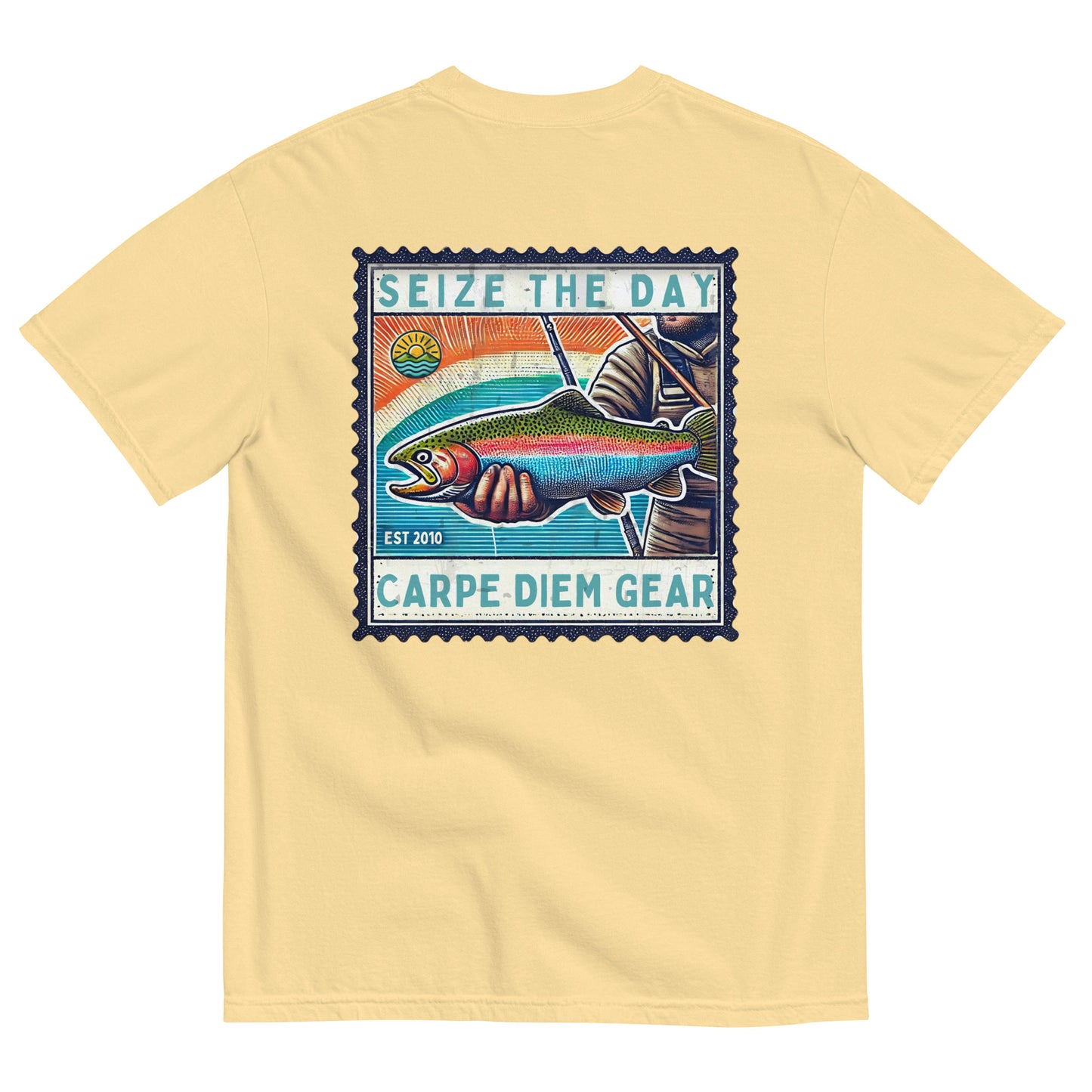 Carpe Diem Gear | Fishing & Hunting | Rainbow Trout Deluxe | Unisex Garment-Dyed 100% Ring-Spun Cotton Heavyweight T-Shirt