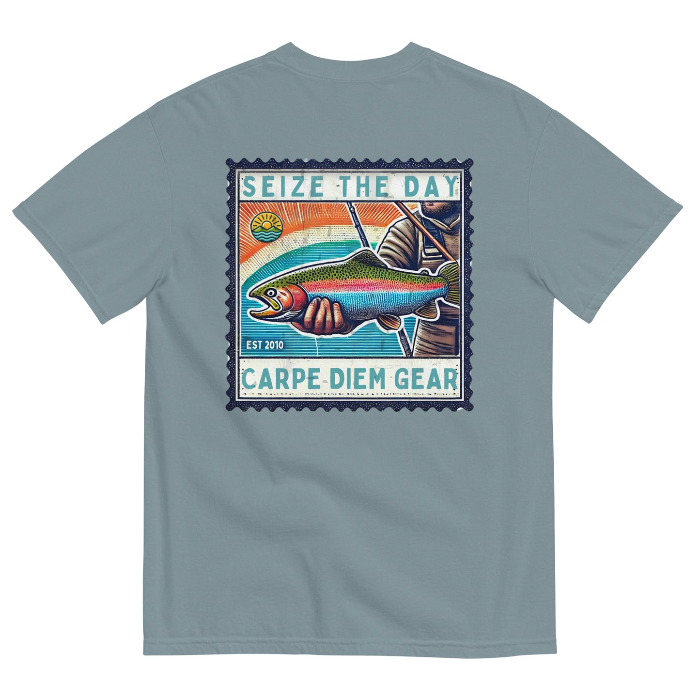 Carpe Diem Gear | Fishing & Hunting | Rainbow Trout Deluxe | Unisex Garment-Dyed 100% Ring-Spun Cotton Heavyweight T-Shirt