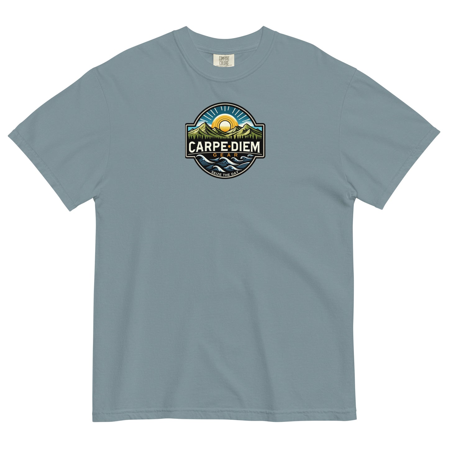 Carpe Diem Gear | Hike, Climb, Camp | Nature Badge I | Unisex Garment-Dyed 100% Ring-Spun Cotton Heavyweight T-Shirt