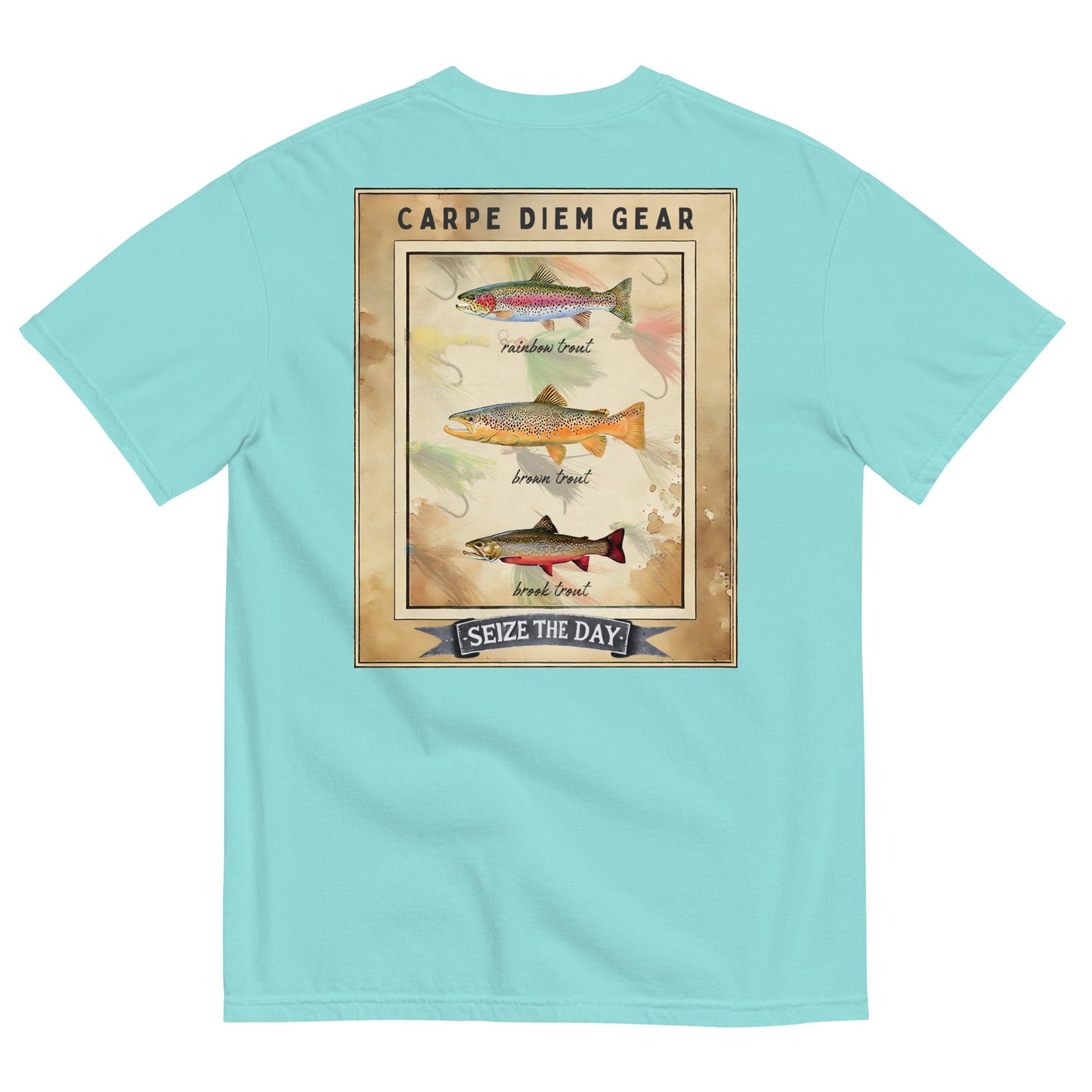 Carpe Diem Gear | Fishing & Hunting | 3 Trout Deluxe | Unisex Garment-Dyed 100% Ring-Spun Cotton Heavyweight T-Shirt