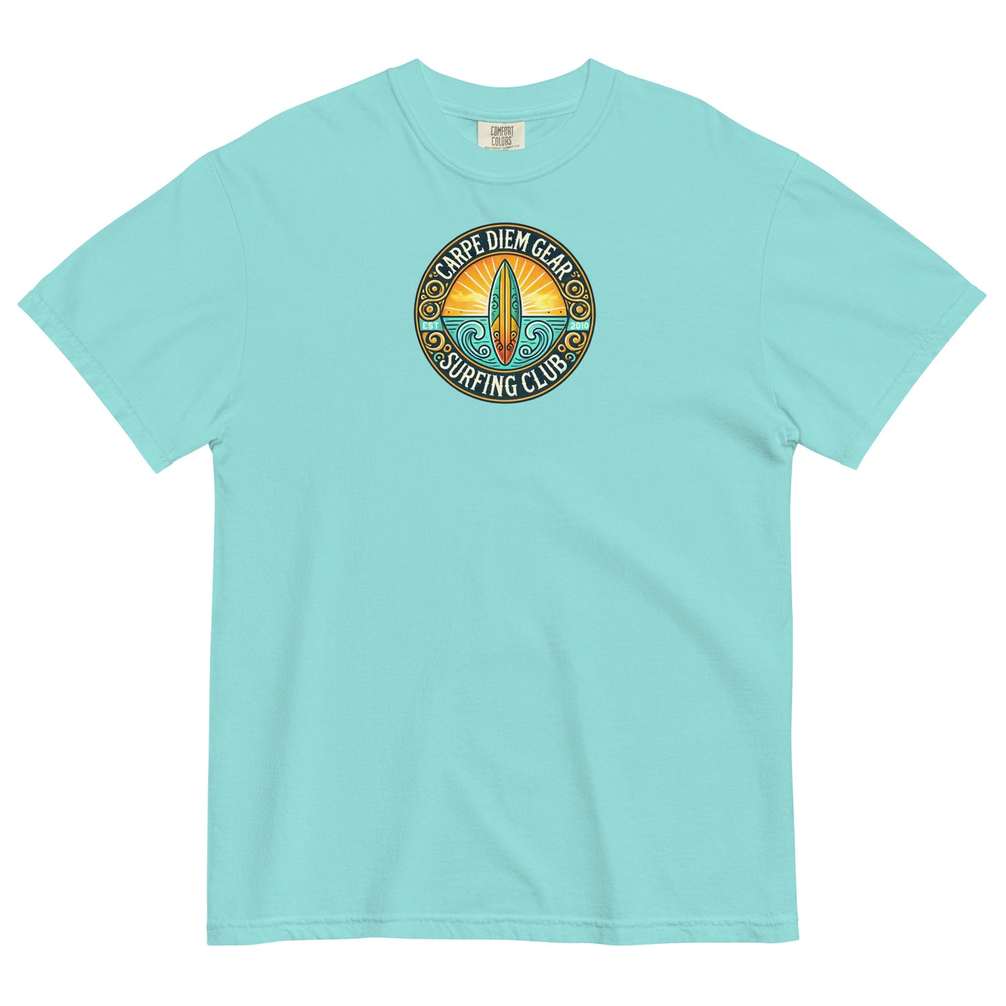 Carpe Diem Gear | Surf's Up | Surf Circle Badge II | Unisex Garment-Dyed 100% Ring-Spun Cotton Heavyweight T-Shirt