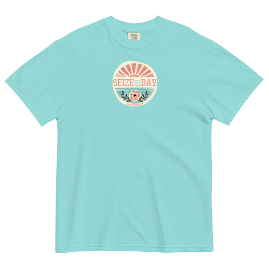 Carpe Diem Gear | Beach Life | Sunshine Beach & Flowers | Unisex Garment-Dyed 100% Ring-Spun Cotton Heavyweight T-Shirt