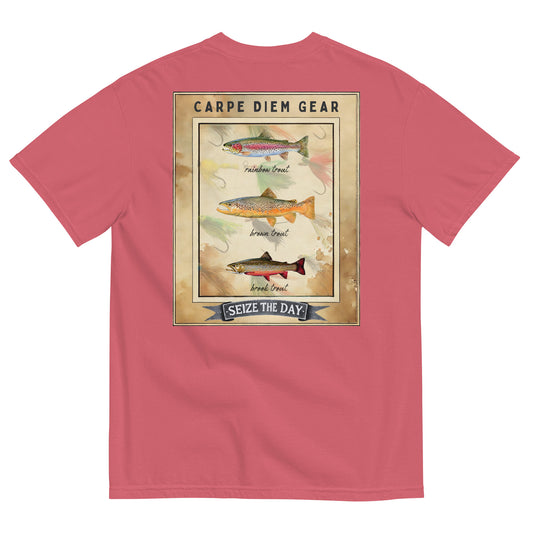 Carpe Diem Gear | Fishing & Hunting | 3 Trout Deluxe | Unisex Garment-Dyed 100% Ring-Spun Cotton Heavyweight T-Shirt