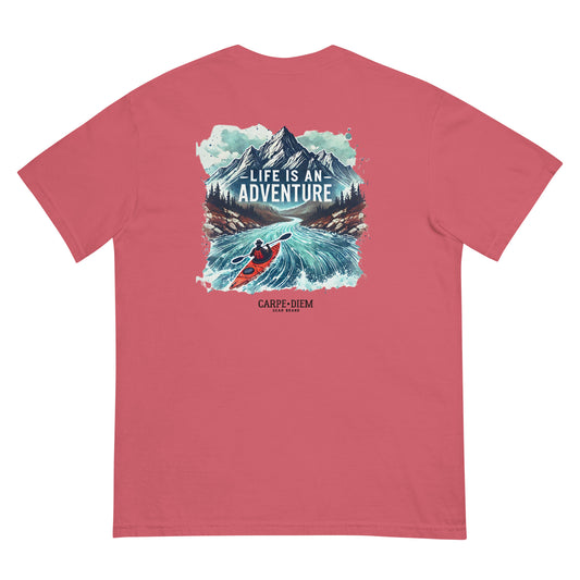 Carpe Diem Gear | Motivational | Life is an Adventure: Kayak (Deluxe) | Unisex Garment-Dyed 100% Ring-Spun Cotton Heavyweight T-Shirt