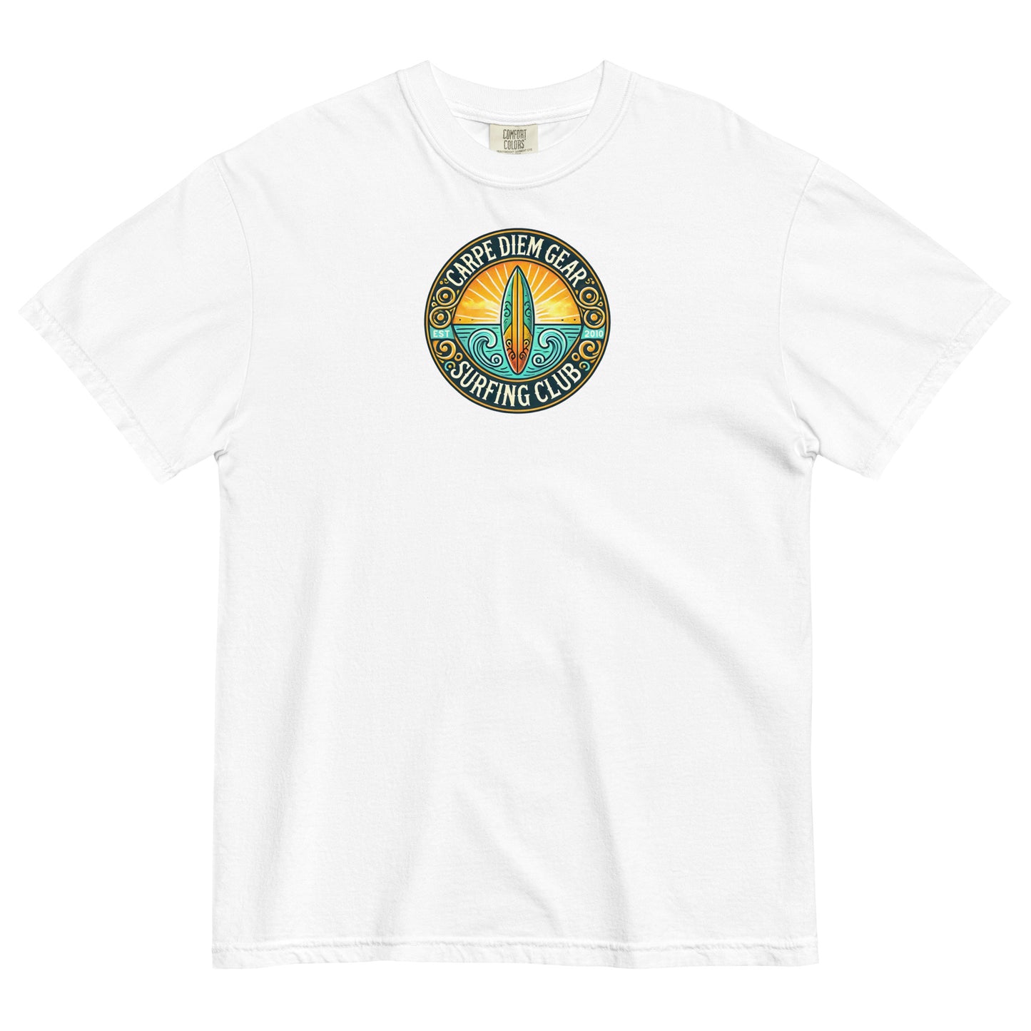 Carpe Diem Gear | Surf's Up | Surf Circle Badge II | Unisex Garment-Dyed 100% Ring-Spun Cotton Heavyweight T-Shirt