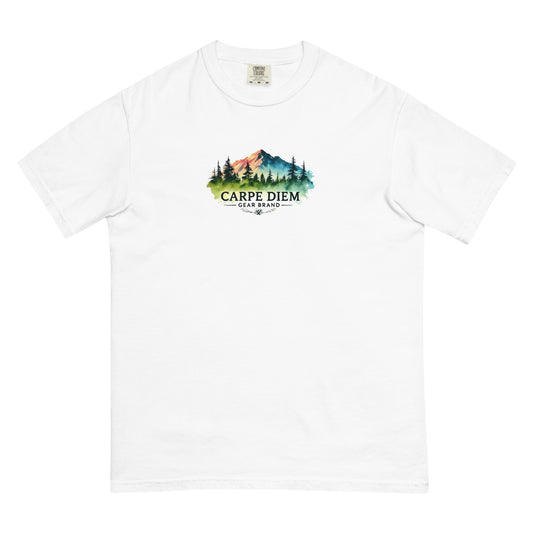 Carpe Diem Gear | Carpe Diem Gear Brand | Mountain Peak Watercolor | Unisex Garment-Dyed 100% Ring-Spun Cotton Heavyweight T-Shirt