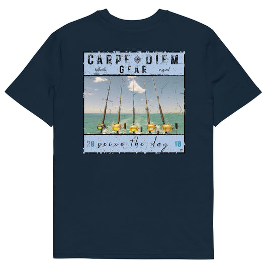 Carpe Diem Gear | Gone Fishing | Fishing Poles Square DELUXE | Unisex 100% Cotton T-Shirt