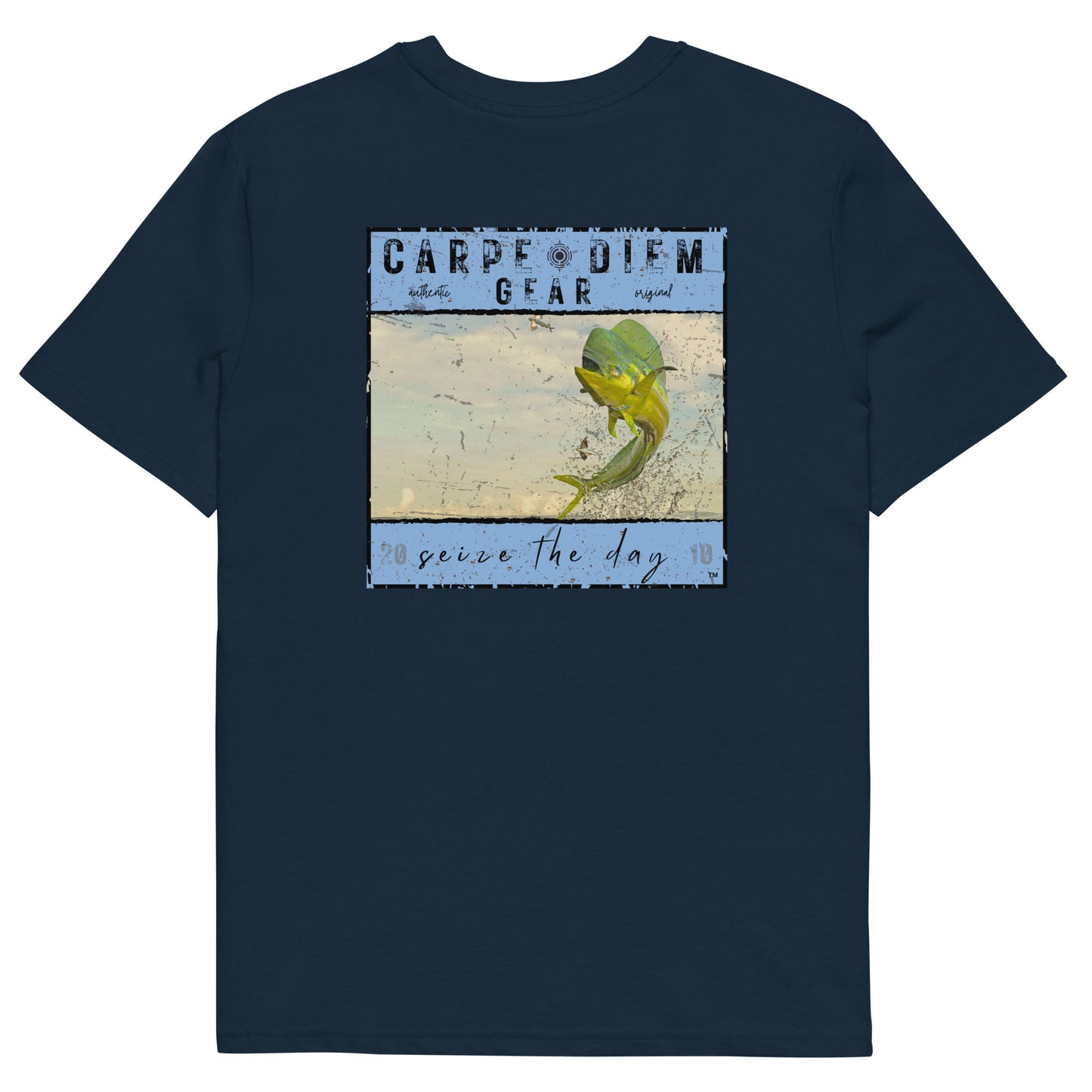 Carpe Diem Gear | Gone Fishing | Jumping Dolphin Square  DELUXE | Unisex 100% Organic Cotton