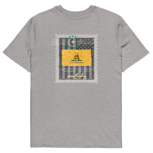 Carpe Diem Gear | America  | Don't Tread on Me Stamp II DELUXE | Unisex 100% Organic Cotton T-Shirt