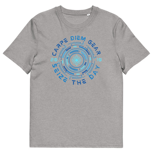 Carpe Diem Gear | Everything Bagel | High Tech | Blue Circle Center Icon | Unisex 100% Organic Cotton T-Shirt