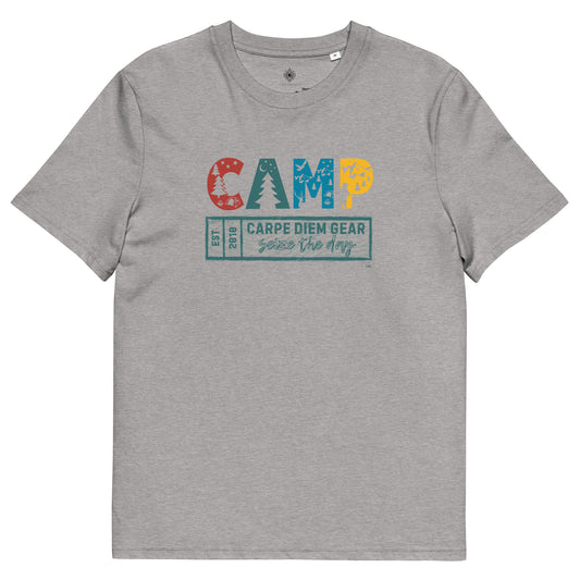 Carpe Diem Gear | Hike, Climb, Camp | CAMP Word | Unisex 100% Organic Cotton