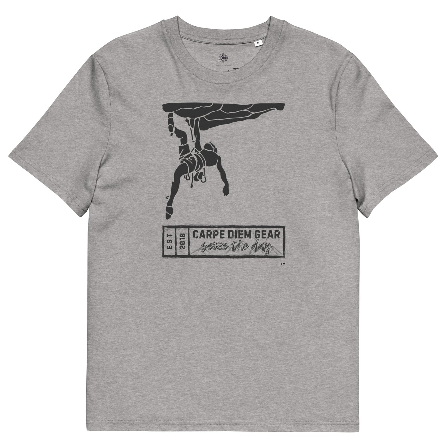 Carpe Diem Gear | Hike, Climb, Camp | Black Rock Climbing | Unisex 100% Organic Cotton