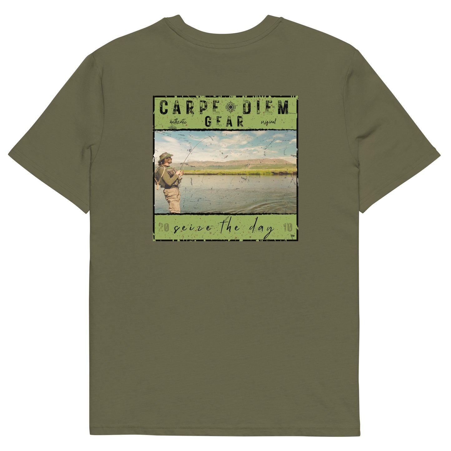 Carpe Diem Gear | Gone Fishing | Fly Fishing Green Square  DELUXE | Unisex 100% Organic Cotton