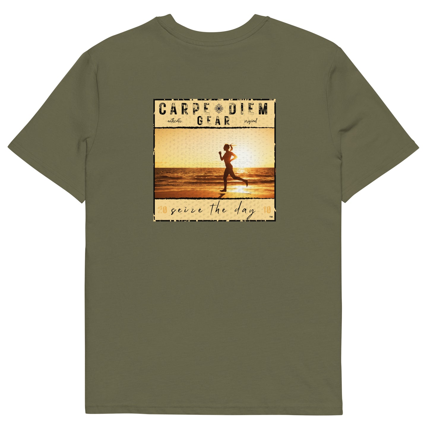 Carpe Diem Gear | Running | Yellow Square Female Runner DELUXE | Unisex 100% Organic Cotton T-Shirt