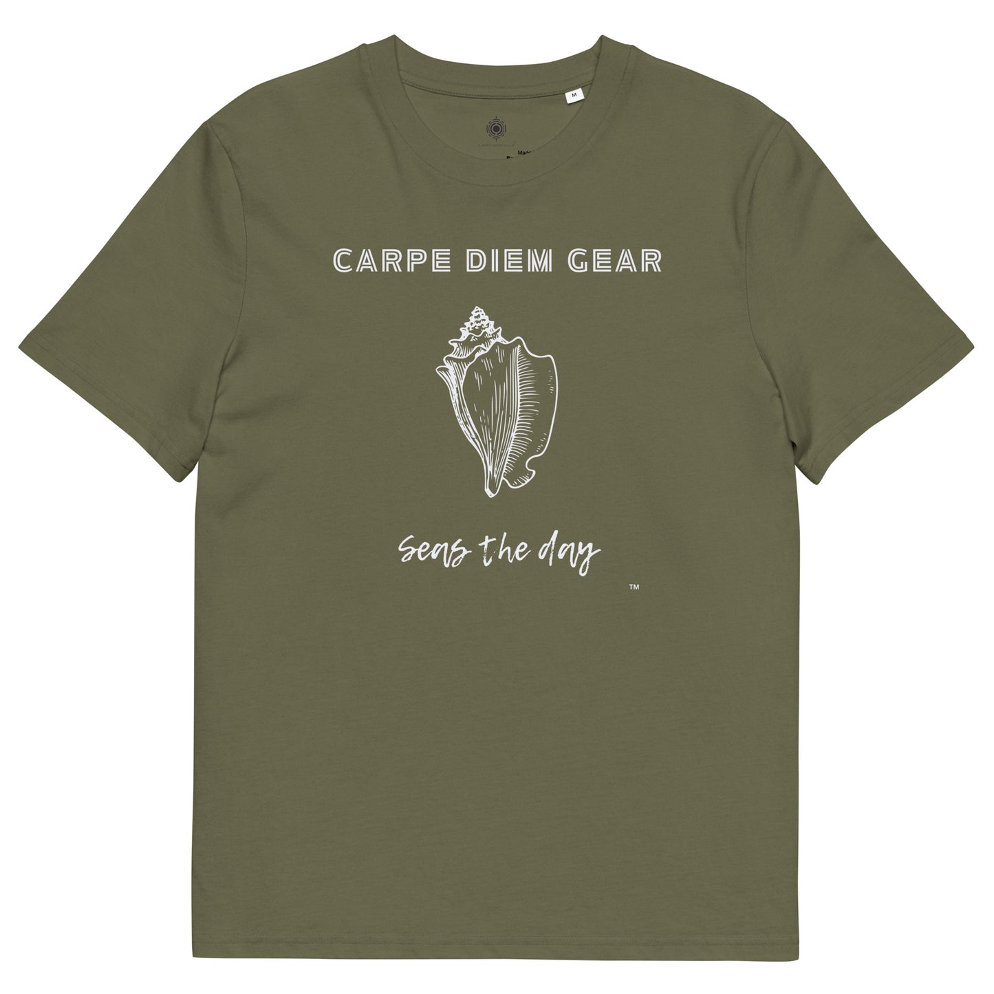 Carpe Diem Gear | Beach Life | Solo Conch Shell | Unisex 100% Organic Cotton