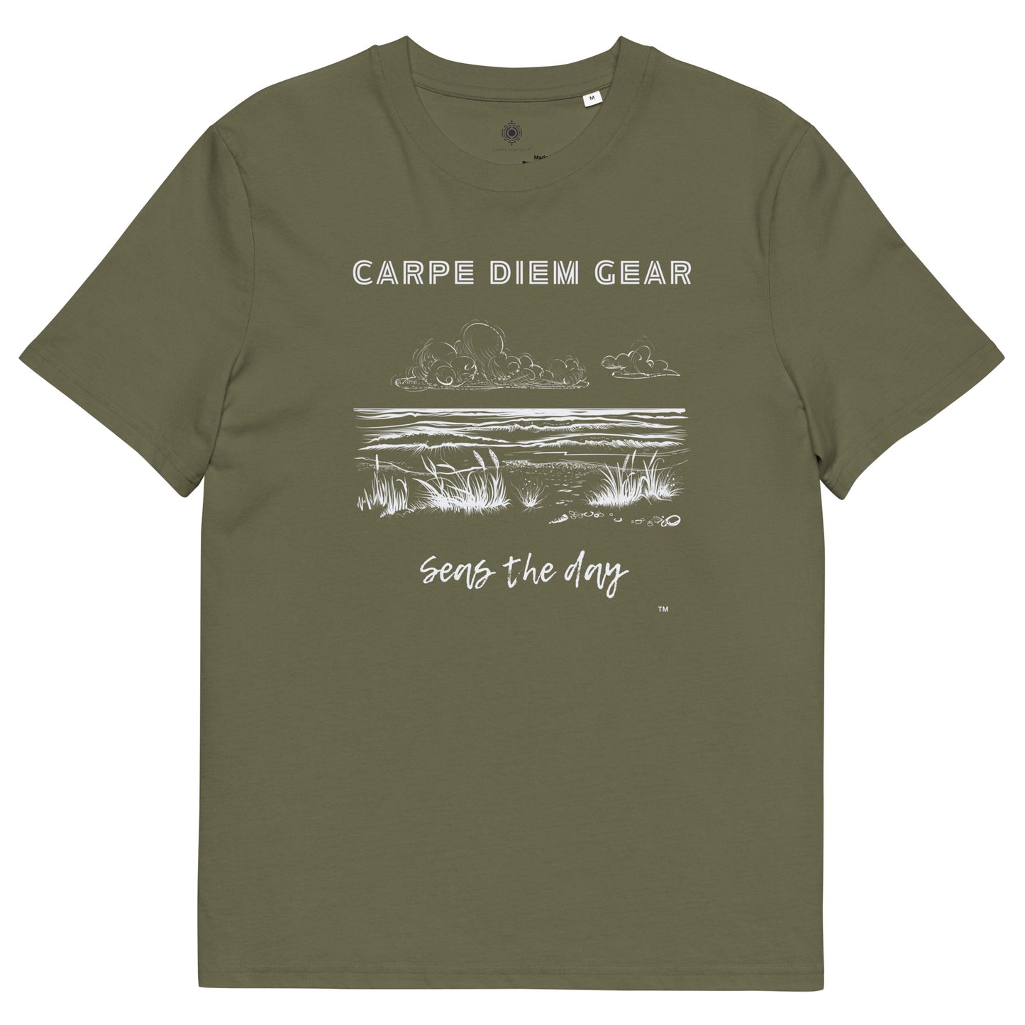 Carpe Diem Gear | Beach Life | White Sea Shore | Unisex 100% Organic Cotton