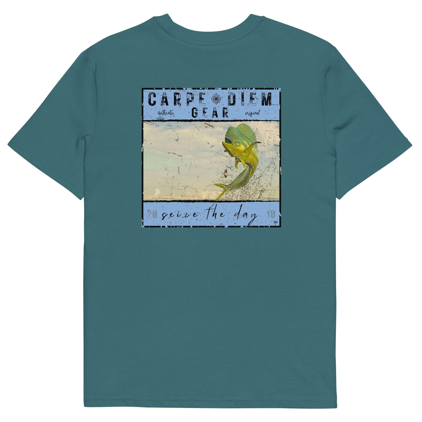 Carpe Diem Gear | Gone Fishing | Jumping Dolphin Square  DELUXE | Unisex 100% Organic Cotton