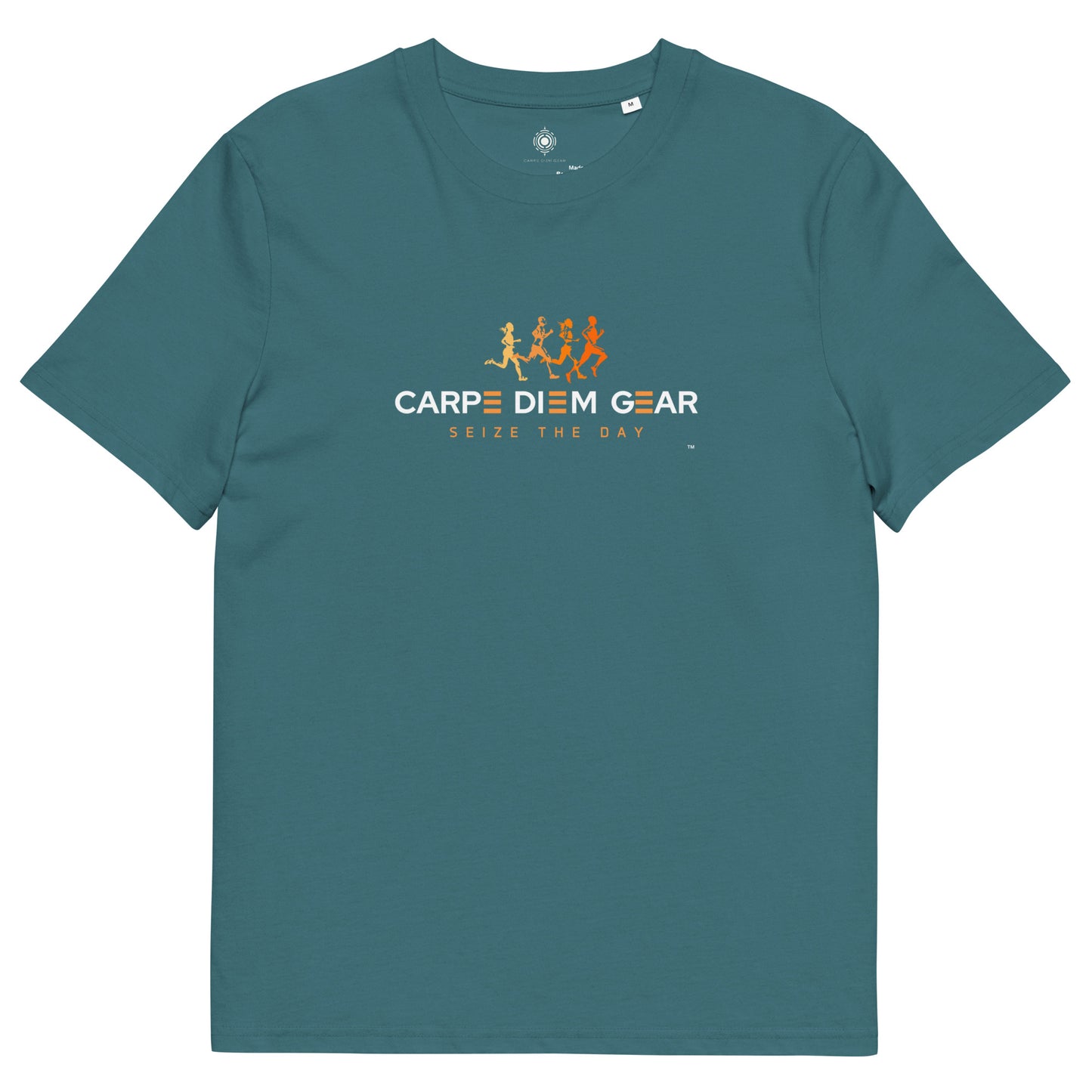 Carpe Diem Gear | Running | Orange Square Female Runner DELUXE | Unisex 100% Organic Cotton T-Shirt