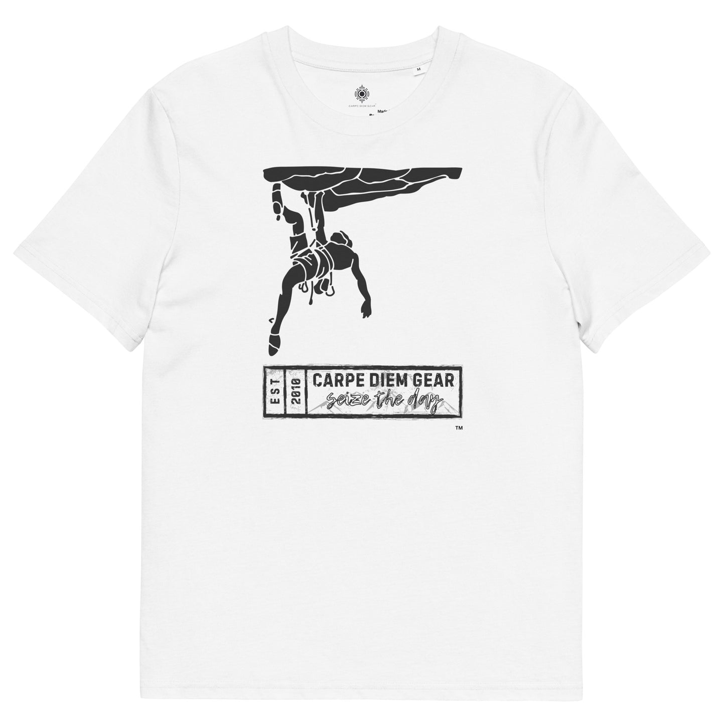 Carpe Diem Gear | Hike, Climb, Camp | Black Rock Climbing | Unisex 100% Organic Cotton