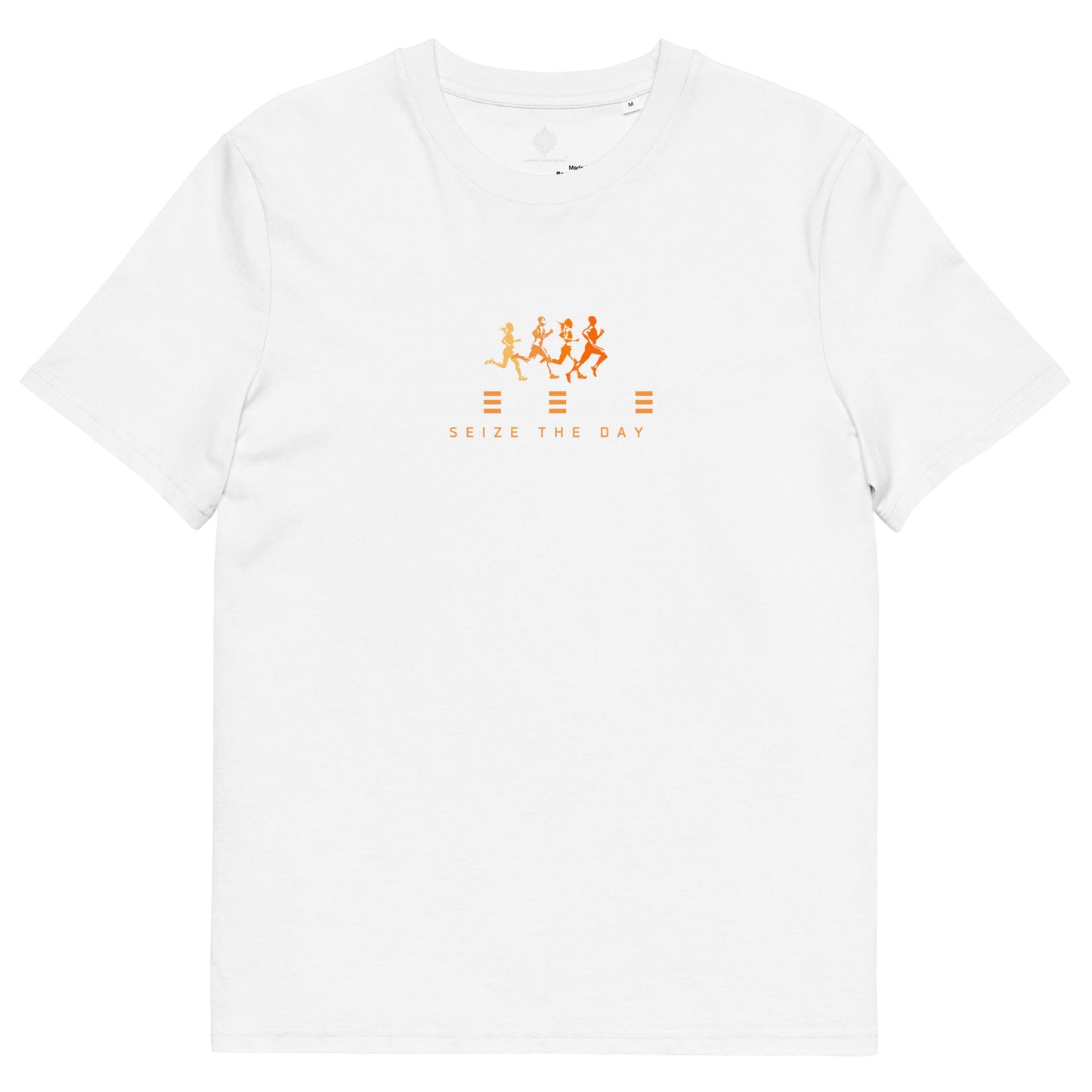 Carpe Diem Gear | Running | Orange Square Female Runner DELUXE | Unisex 100% Organic Cotton T-Shirt