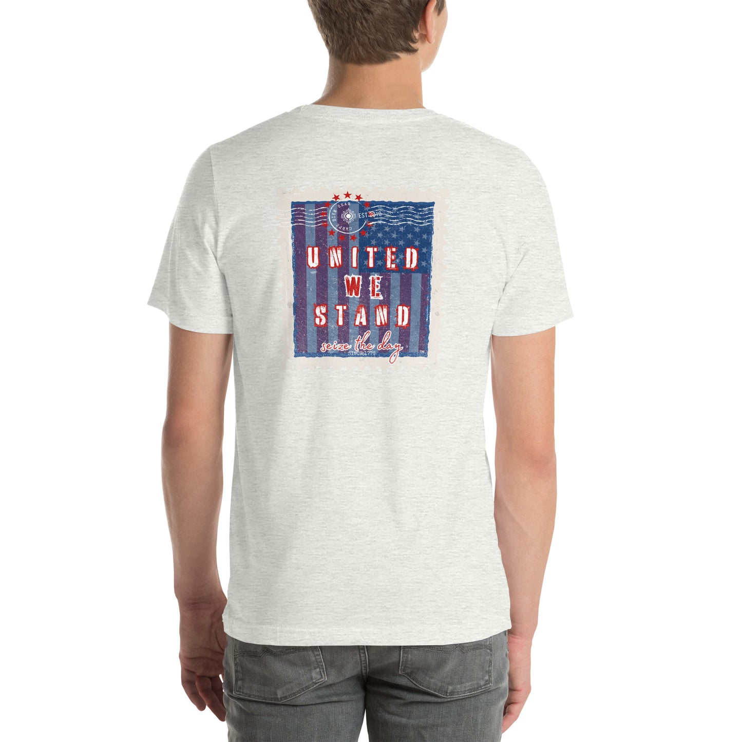 Carpe Diem Gear | America  | United We Stand Stamp DELUXE | Unisex 100% Cotton T-Shirt