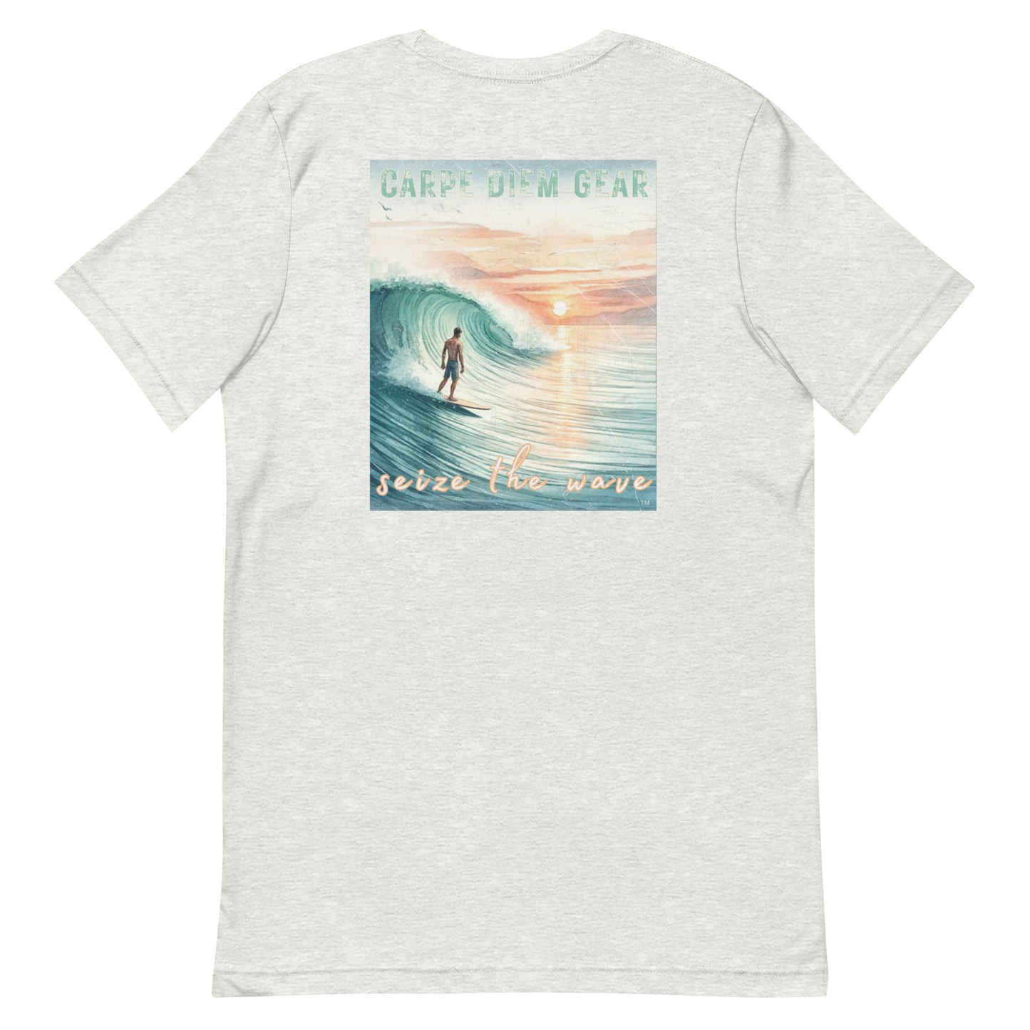 Carpe Diem Gear | Surf's Up | Watercolor Longboard Surfing Vert | Unisex 100% Ring-Spun Cotton
