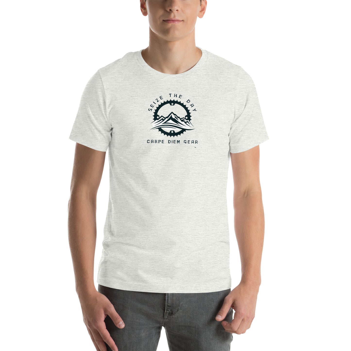 Carpe Diem Gear | Biking | Black & White Mountain Bike | Unisex 100% Cotton T-Shirt