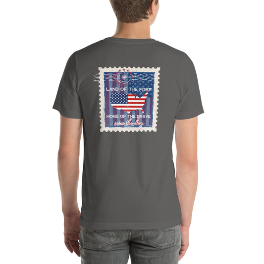 Carpe Diem Gear | America  | Land of the Free Stamp II DELUXE | Unisex 100% Cotton T-Shirt