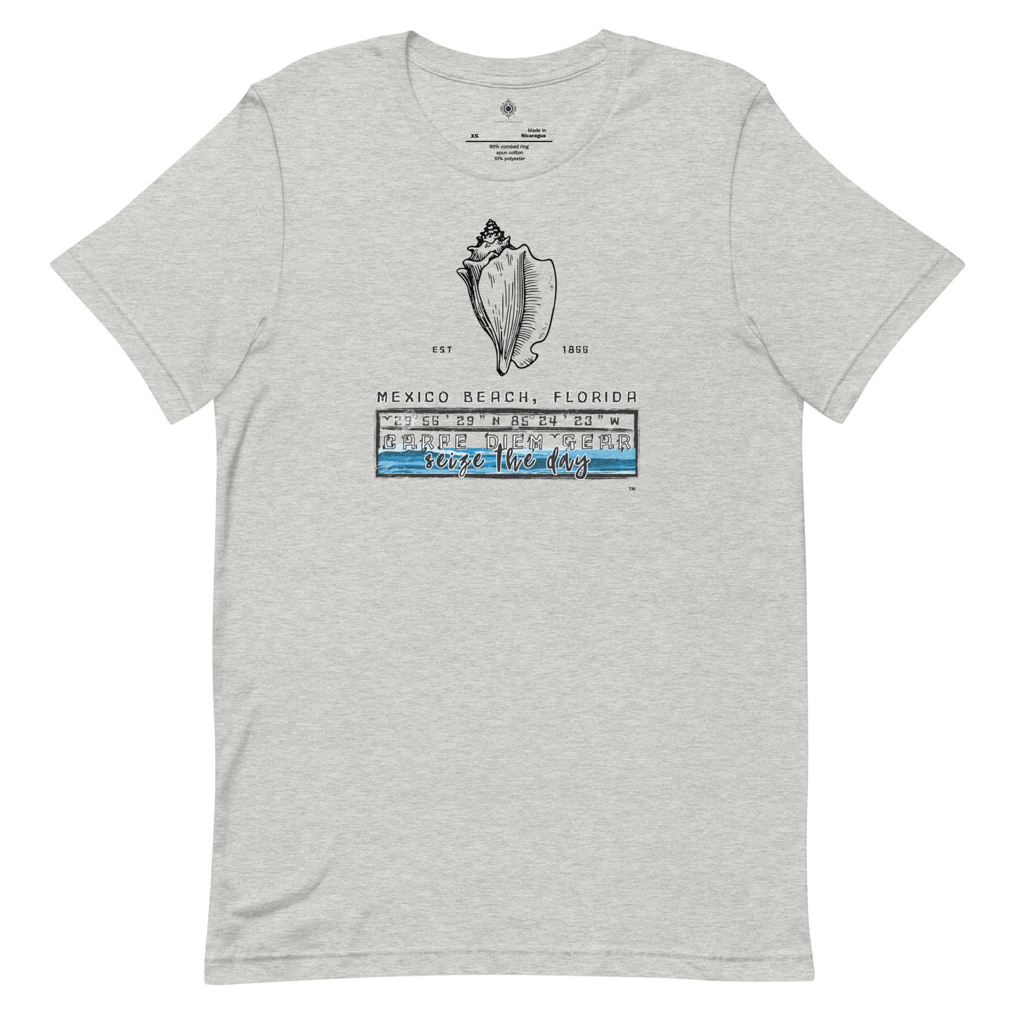 Carpe Diem Gear | Beach Life | Mexico Beach Conch Shell | Unisex 100% Cotton T-Shirt