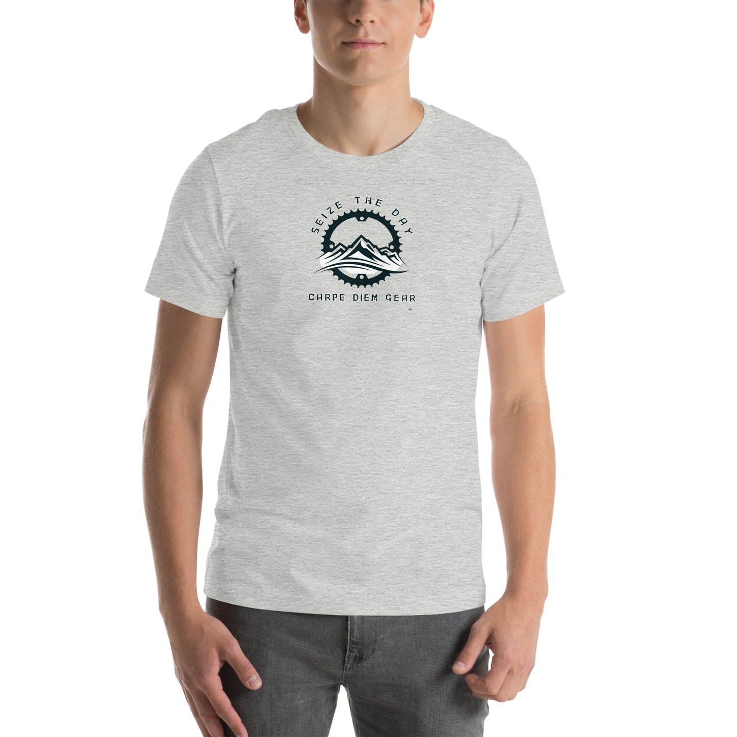 Carpe Diem Gear | Biking | Black & White Mountain Bike | Unisex 100% Cotton T-Shirt