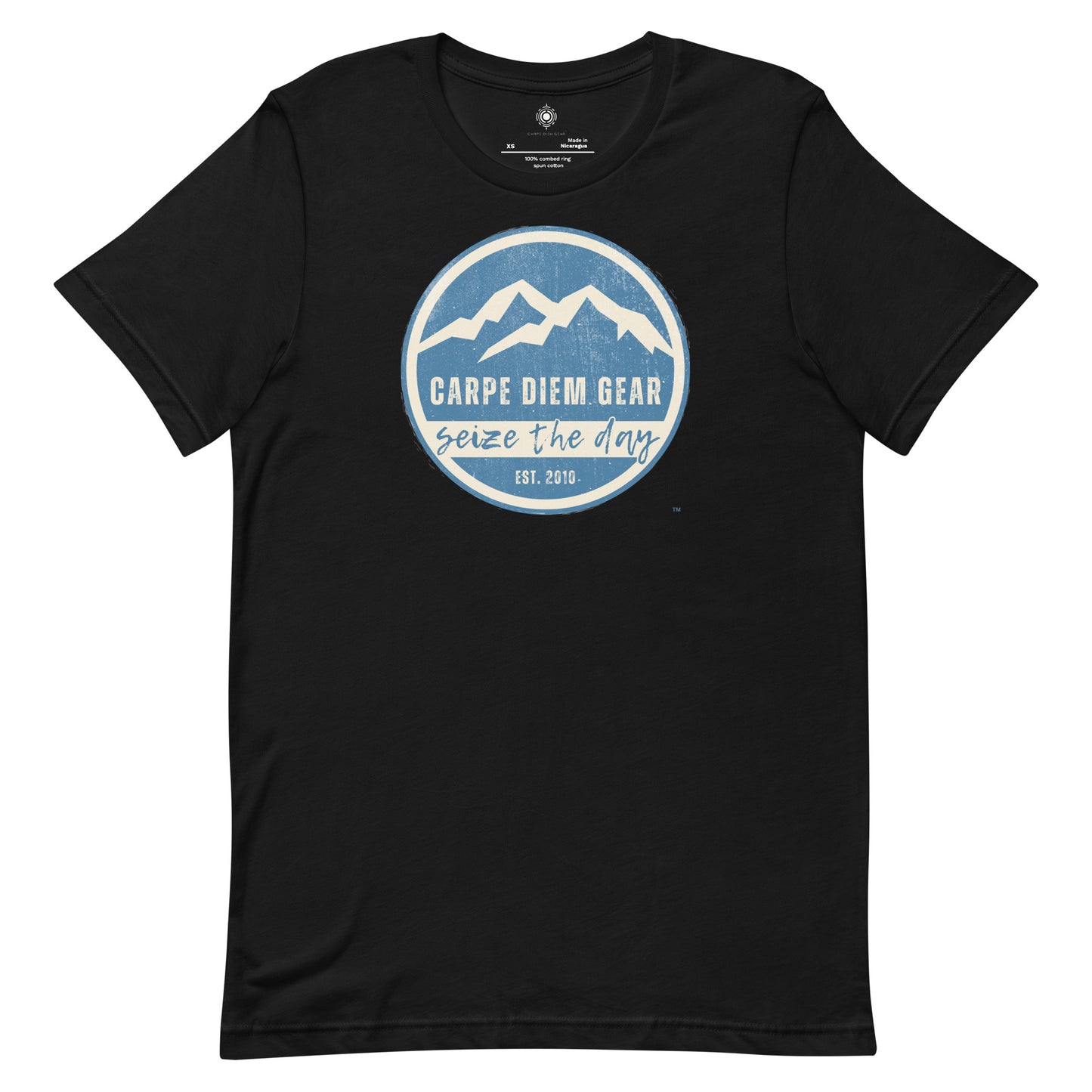 Carpe Diem Gear | Hike, Climb, Camp |  Circle Snow Mountain | Unisex 100% Cotton T-Shirt