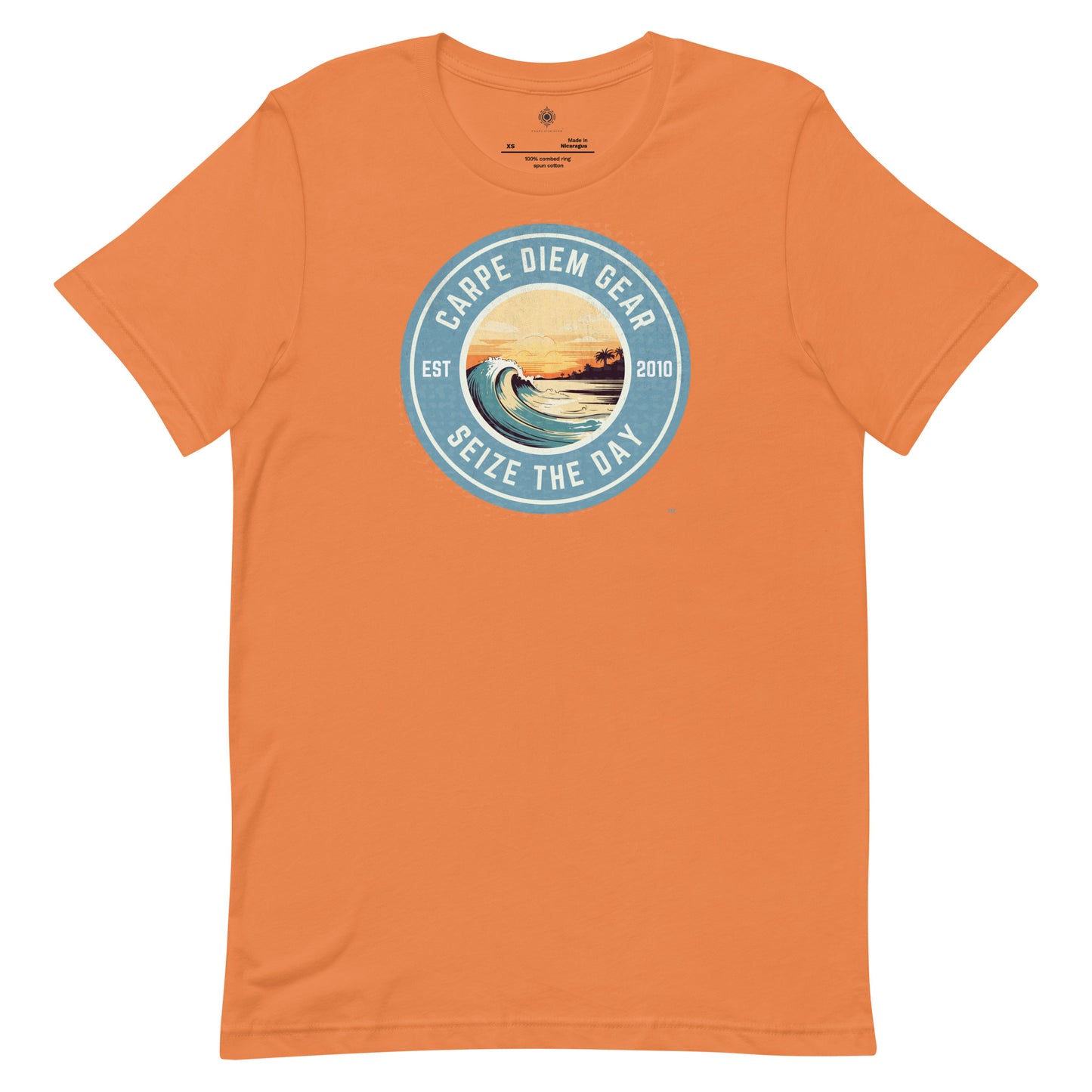 Carpe Diem Gear | Beach Life | Circle Sunset Wave | Unisex 100% Ring-Spun Cotton T-Shirt