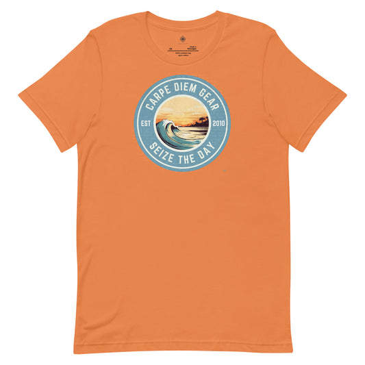 Carpe Diem Gear | Beach Life | Circle Sunset Wave | Unisex 100% Ring-Spun Cotton T-Shirt