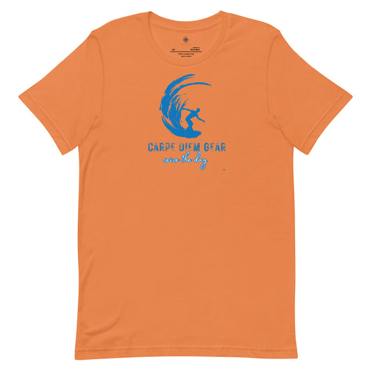Carpe Diem Gear | Beach Life | Guy Surfing Tube | Unisex 100% Cotton T-Shirt