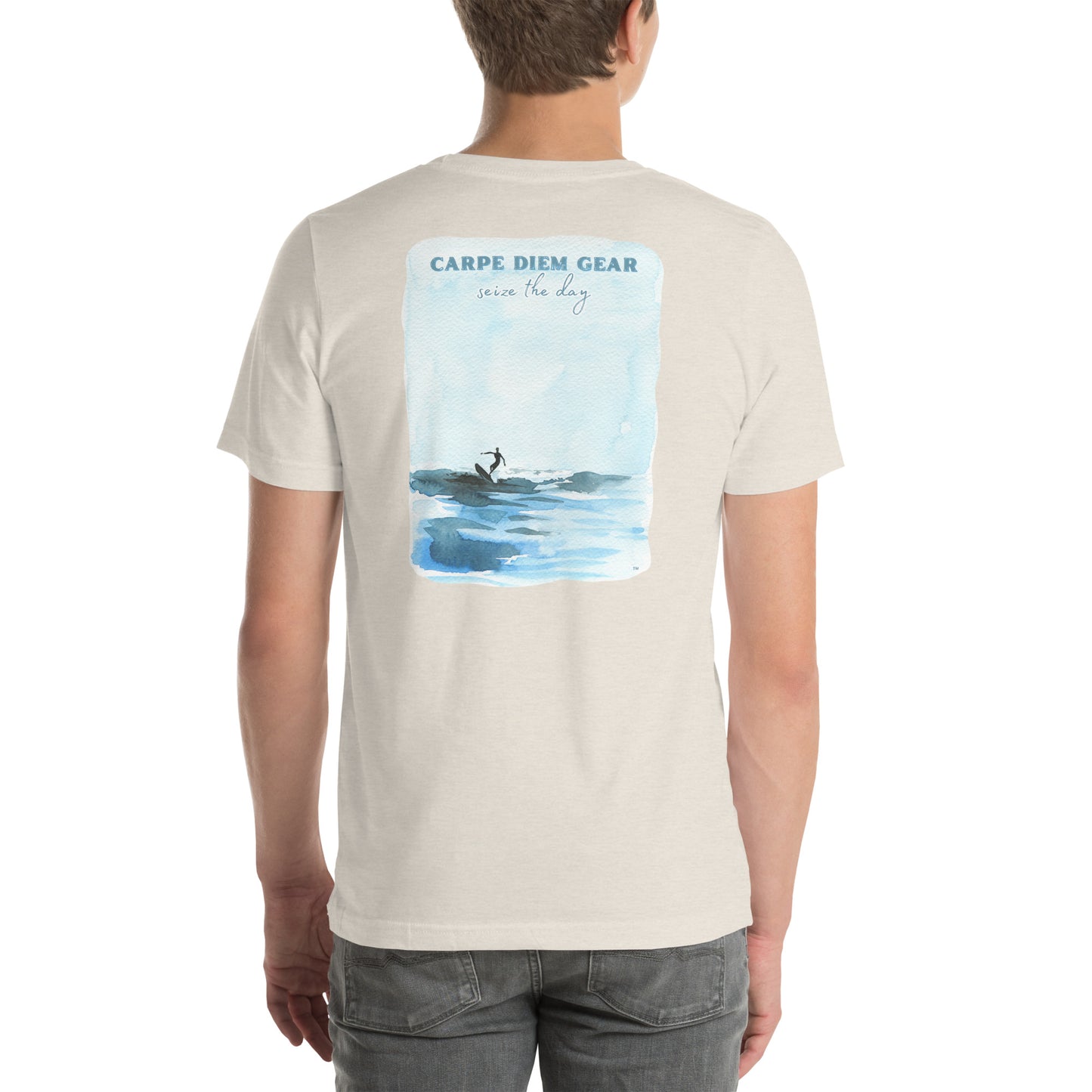 Carpe Diem Gear | Surf's Up| Surfing Watercolor DELUXE | Unisex 100% Cotton T-Shirt