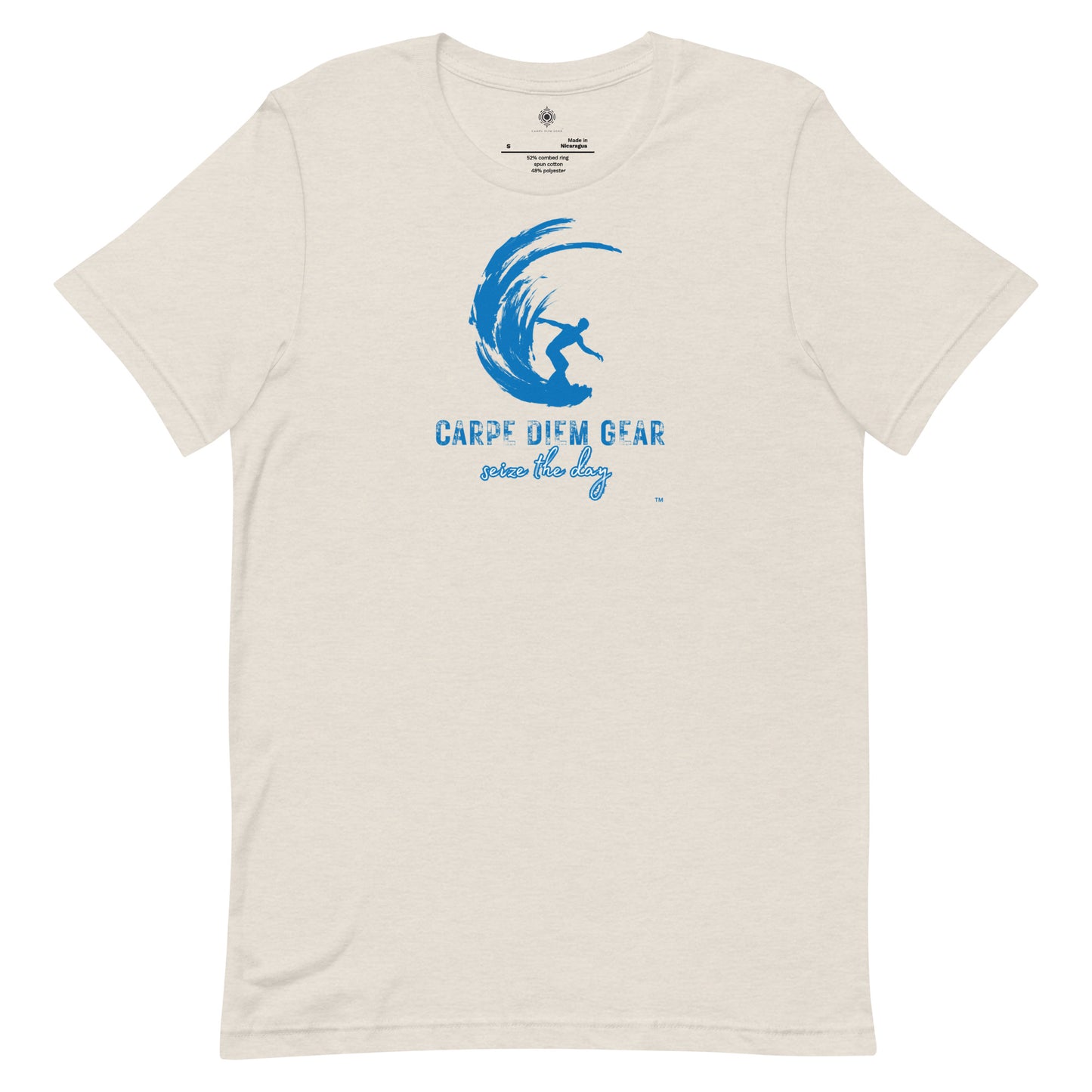 Carpe Diem Gear | Beach Life | Guy Surfing Tube | Unisex 100% Cotton T-Shirt