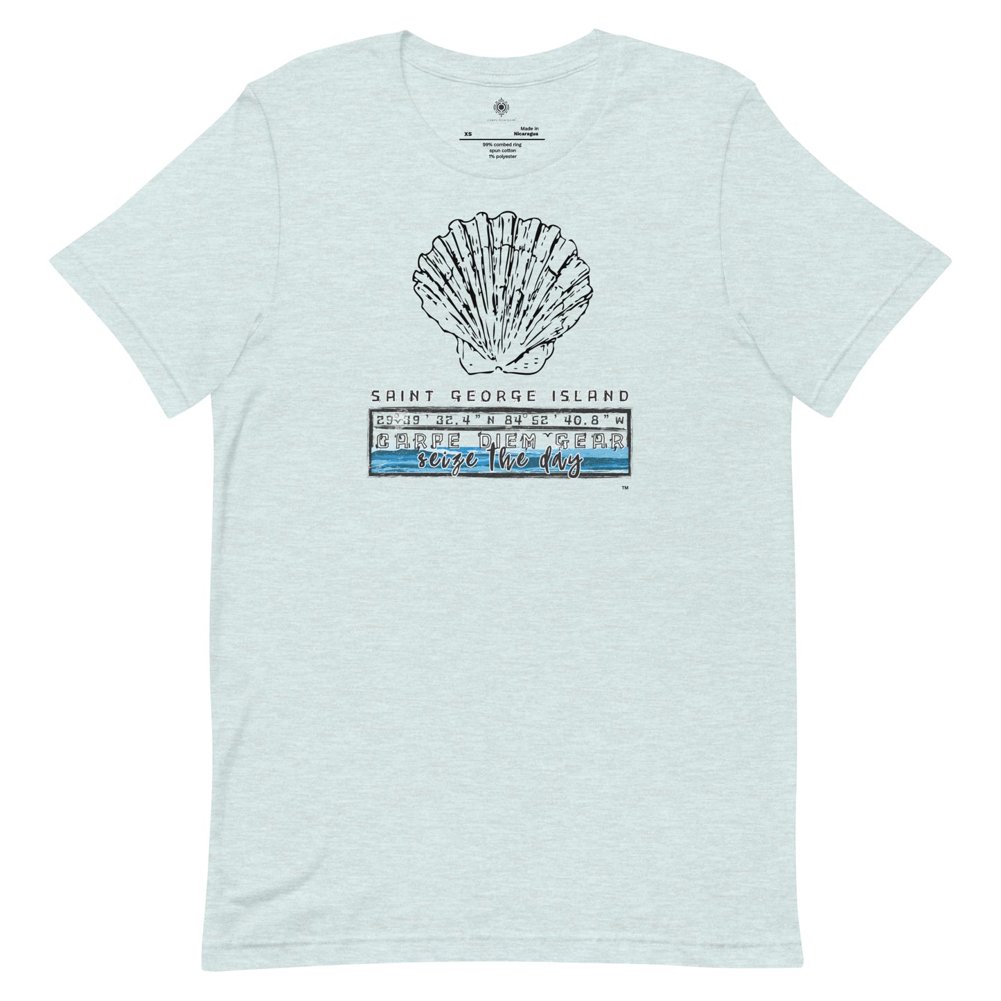 Carpe Diem Gear | St. George Island Beach | All Black Shell GPS | Unisex 100% Cotton T-Shirt