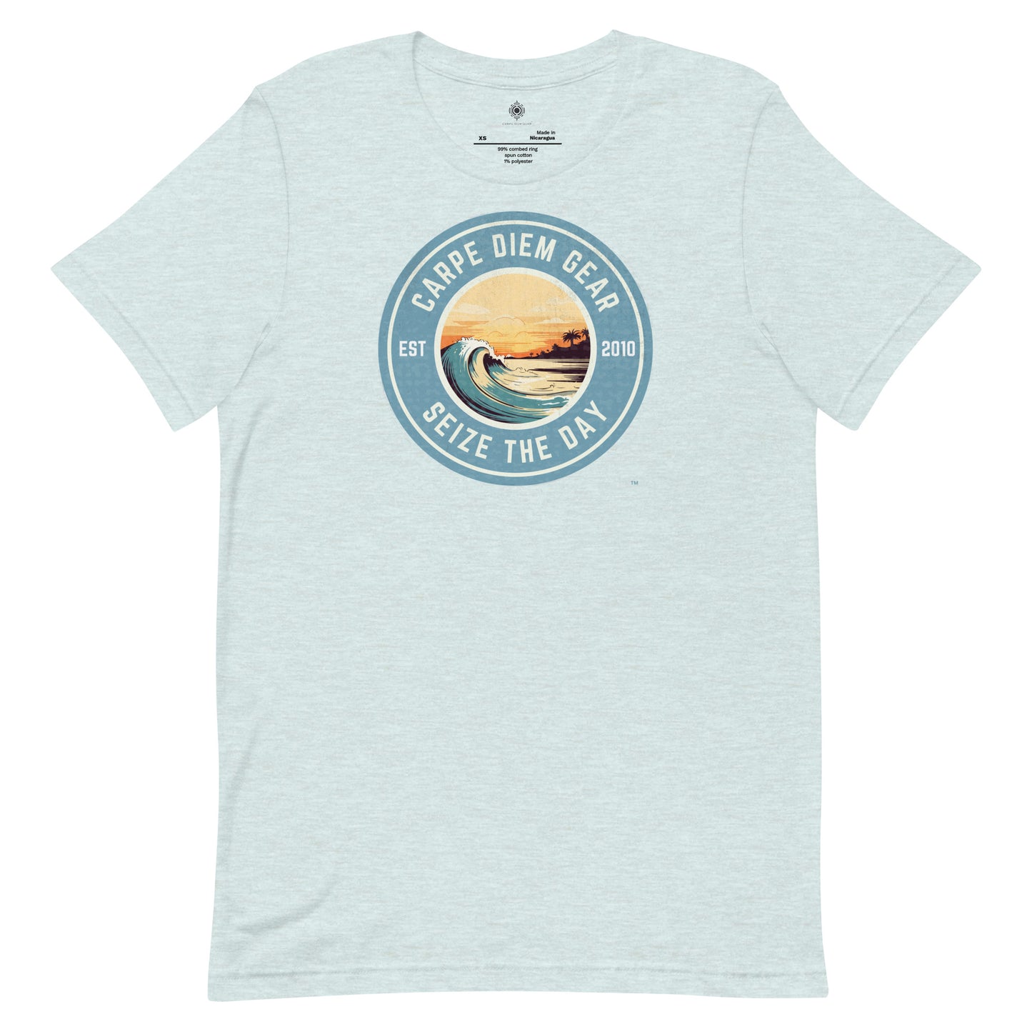 Carpe Diem Gear | Beach Life | Circle Sunset Wave | Unisex 100% Ring-Spun Cotton T-Shirt