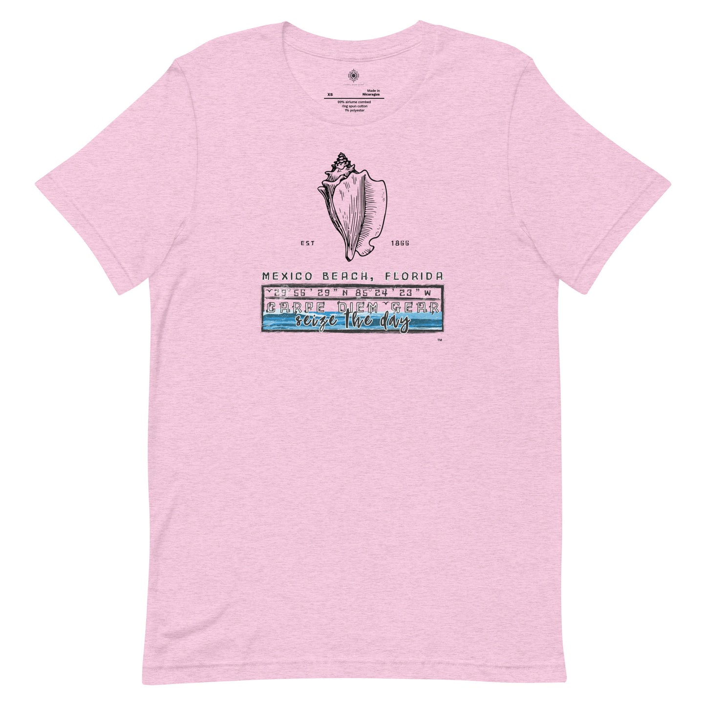 Carpe Diem Gear | Beach Life | Mexico Beach Conch Shell | Unisex 100% Cotton T-Shirt