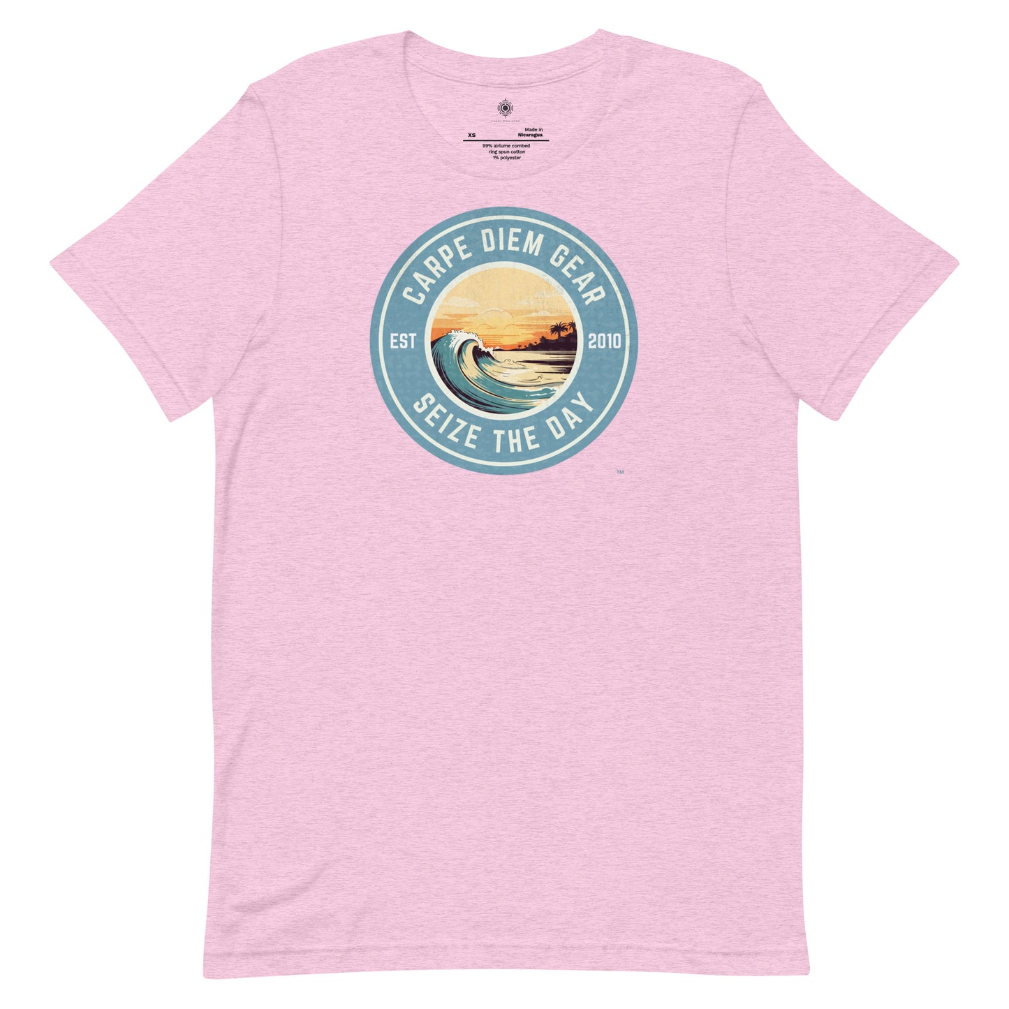 Carpe Diem Gear | Beach Life | Circle Sunset Wave | Unisex 100% Ring-Spun Cotton T-Shirt