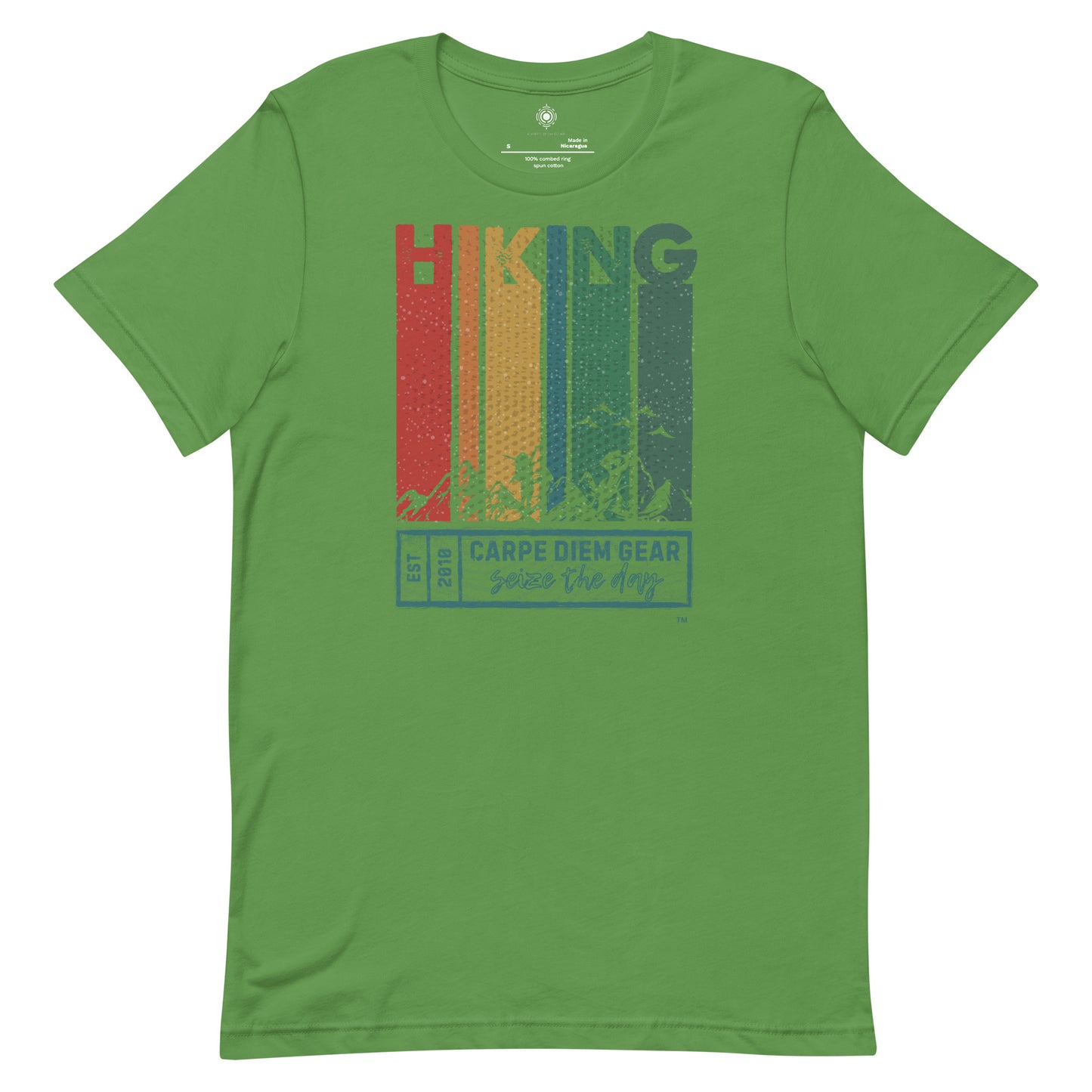 Carpe Diem Gear | Hike, Climb, Camp | Hiking Word | Unisex 100% Cotton T-Shirt